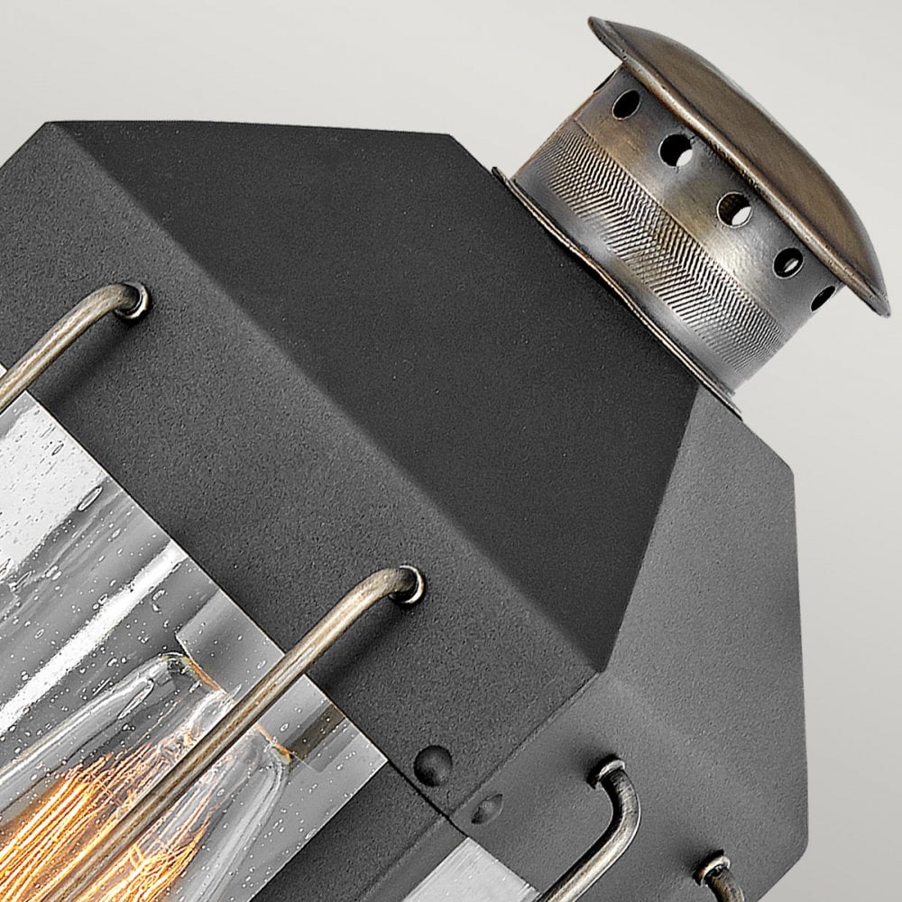 Hinkley Fitzgerald Single Small Wall Lantern - Textured Black & Burnished Bronze