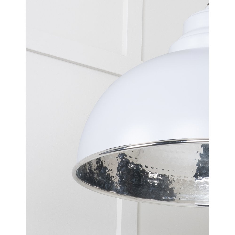 From The Anvil Hammered Nickel Harborne Pendant - Birch (Pale Grey)
