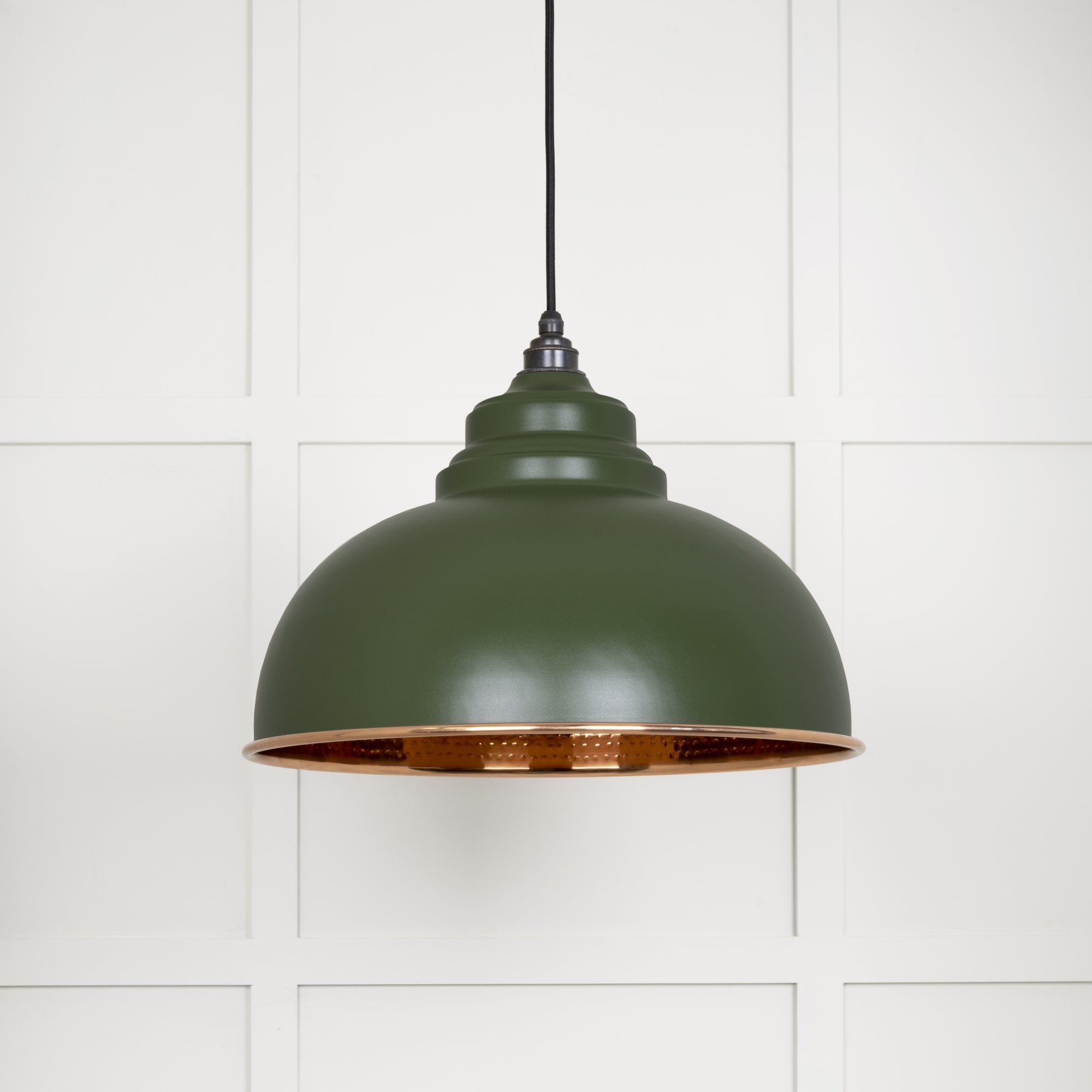 From The Anvil Hammered Copper Harborne Pendant - Heath (Earthy Green)