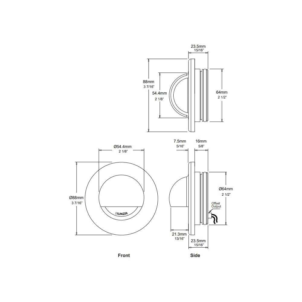 Hunza Pure LED SLIM Recessed Solid Eyelid Light - Copper - Low Voltage