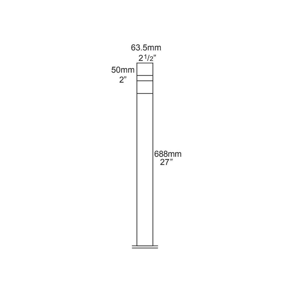 Hunza Pure LED Bollard 700mm (90mm Flange Mounted) Retro - Stainless Steel - Mains