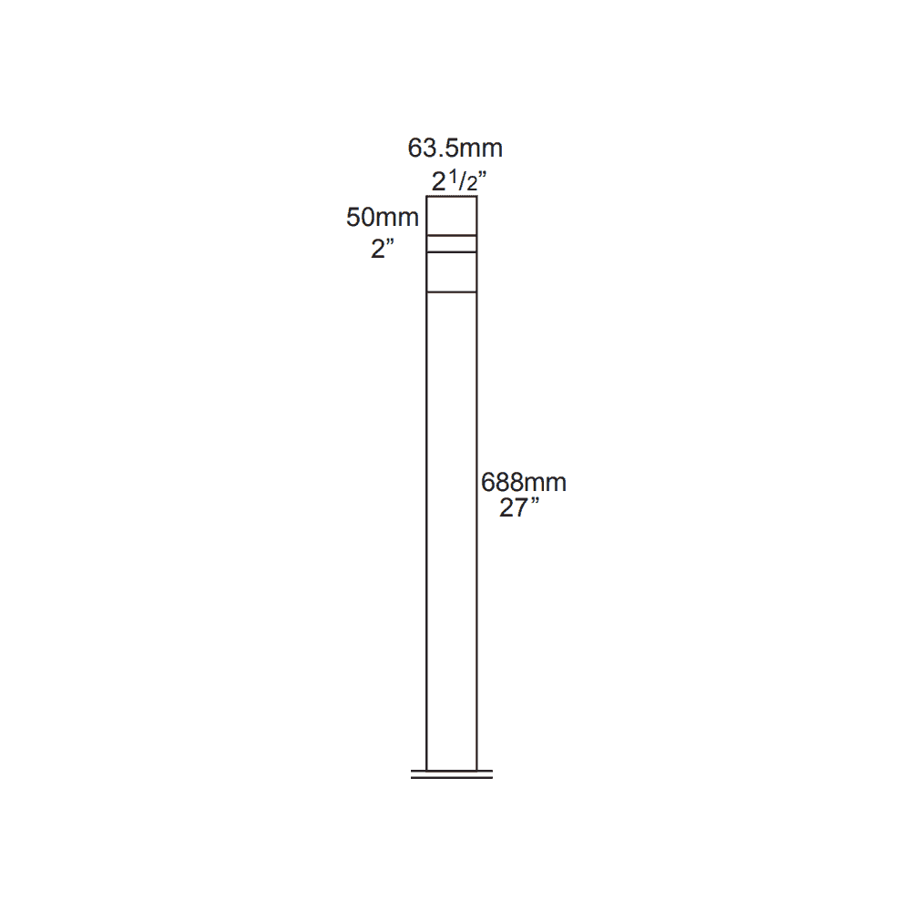 Hunza Bollard 700mm (90mm Flange Mounted) - Copper - Low Voltage