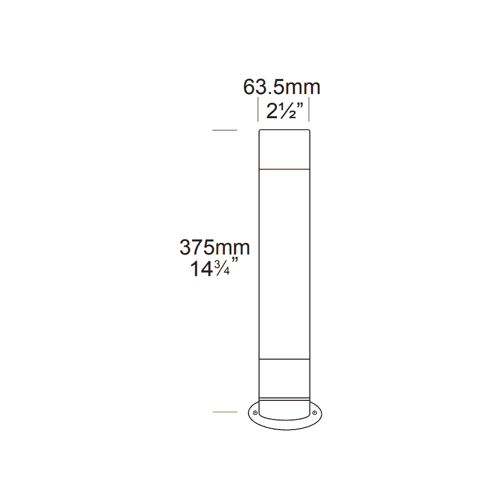 Hunza Bollard 300mm GU10 (90mm Flange Mounted) - Copper - Mains
