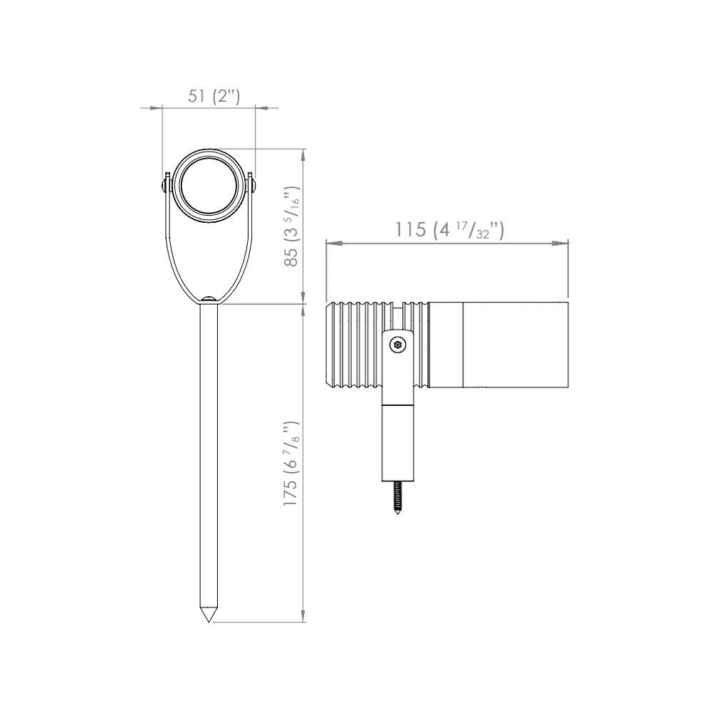 LuxR Modux 2 Spike Spot with Snoot - Powder Coat - Low Voltage