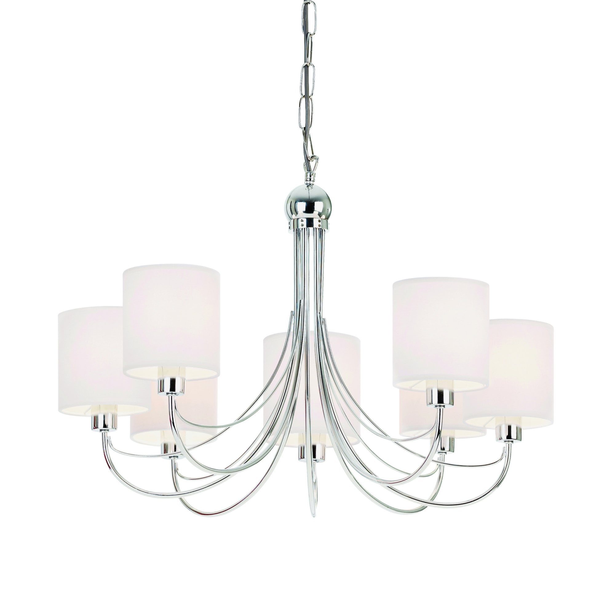 Endon Phantom 7 Light Pendant  - Chrome Plate & White Acrylic