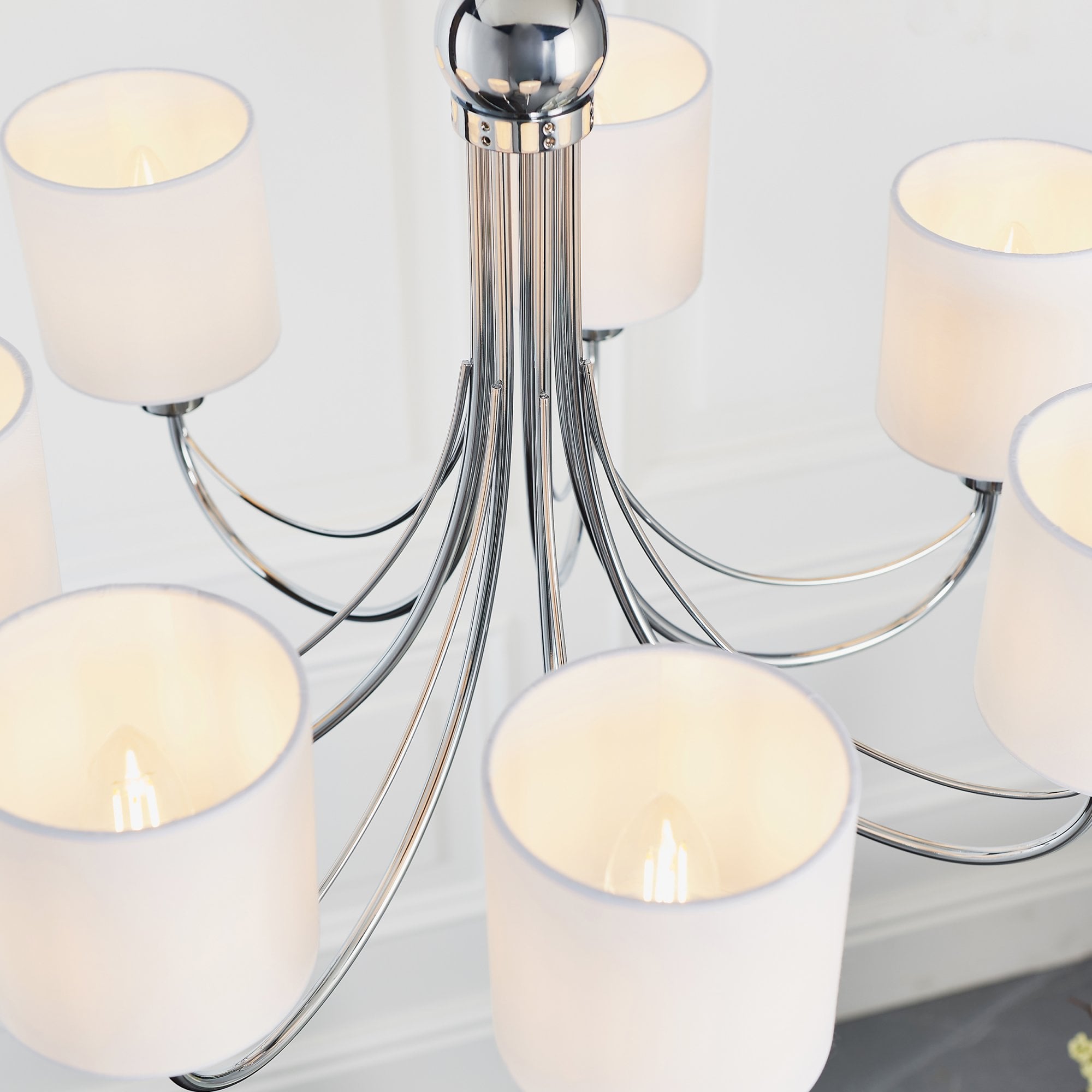 Endon Phantom 7 Light Pendant  - Chrome Plate & White Acrylic