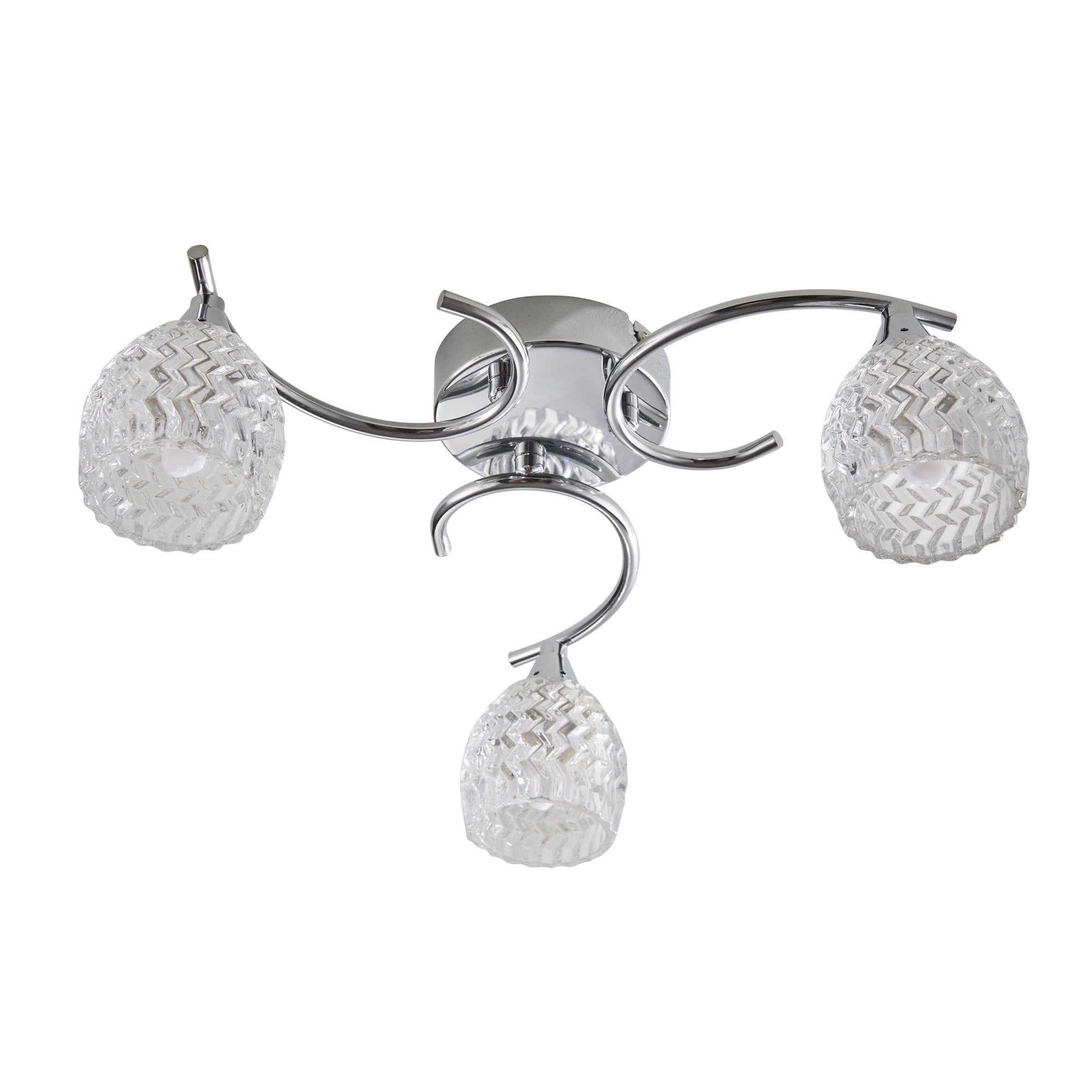 Endon Boyer 3 Light Semi Flush Fitting  - Chrome Plate & Clear Glass