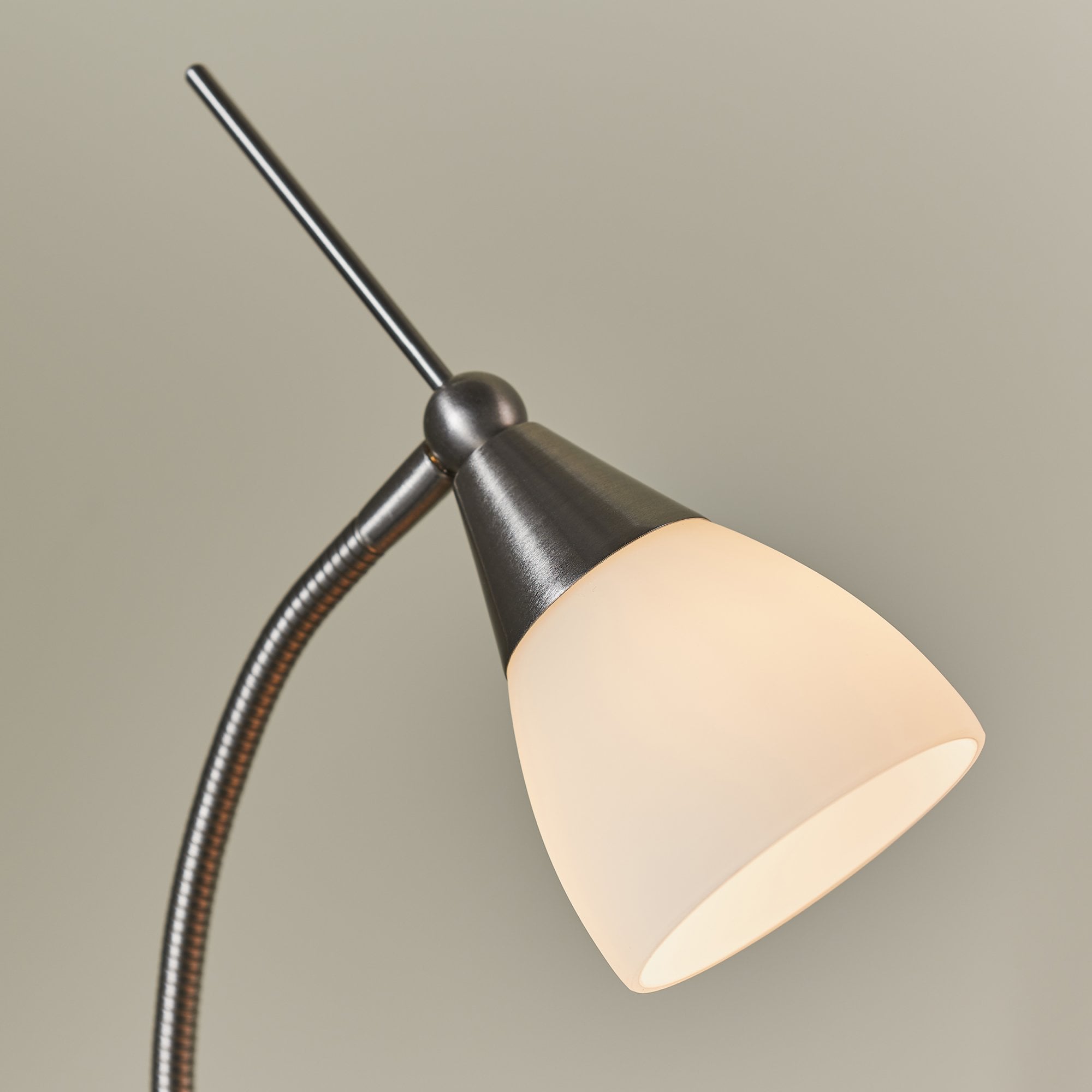 Endon Range Touch Task Table Lamp - Satin Chrome & White Glass