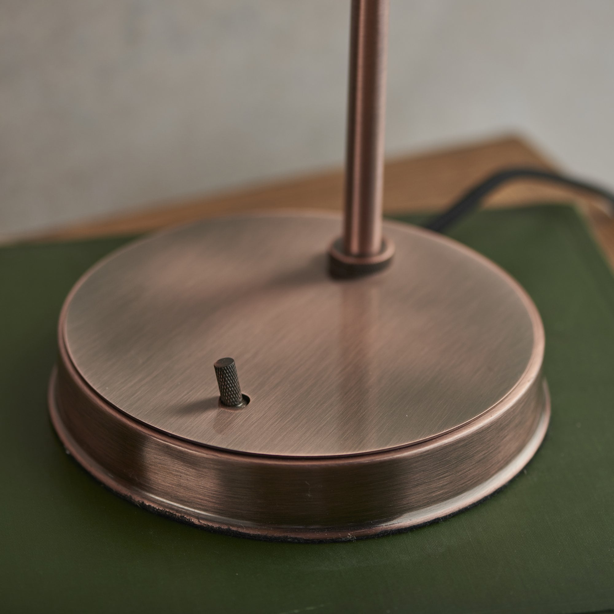 Endon Hansen Single Light Table Lamp  - Aged Copper Plate & Clear Glass
