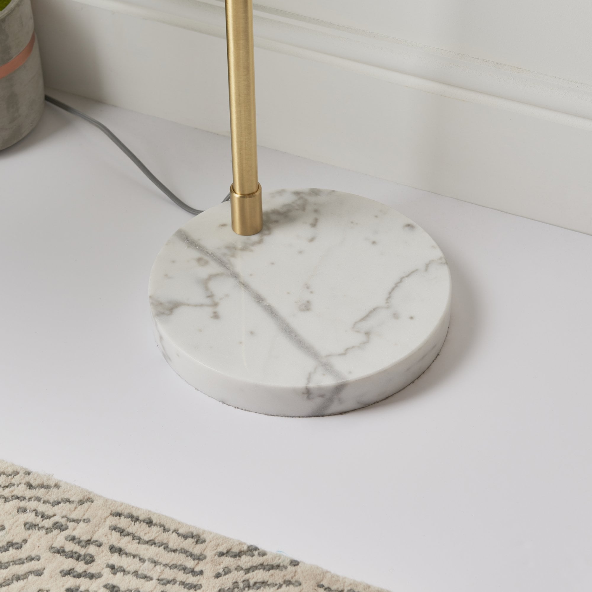 Endon Otto Floor Lamp - White/Grey & Silver Marble Base
