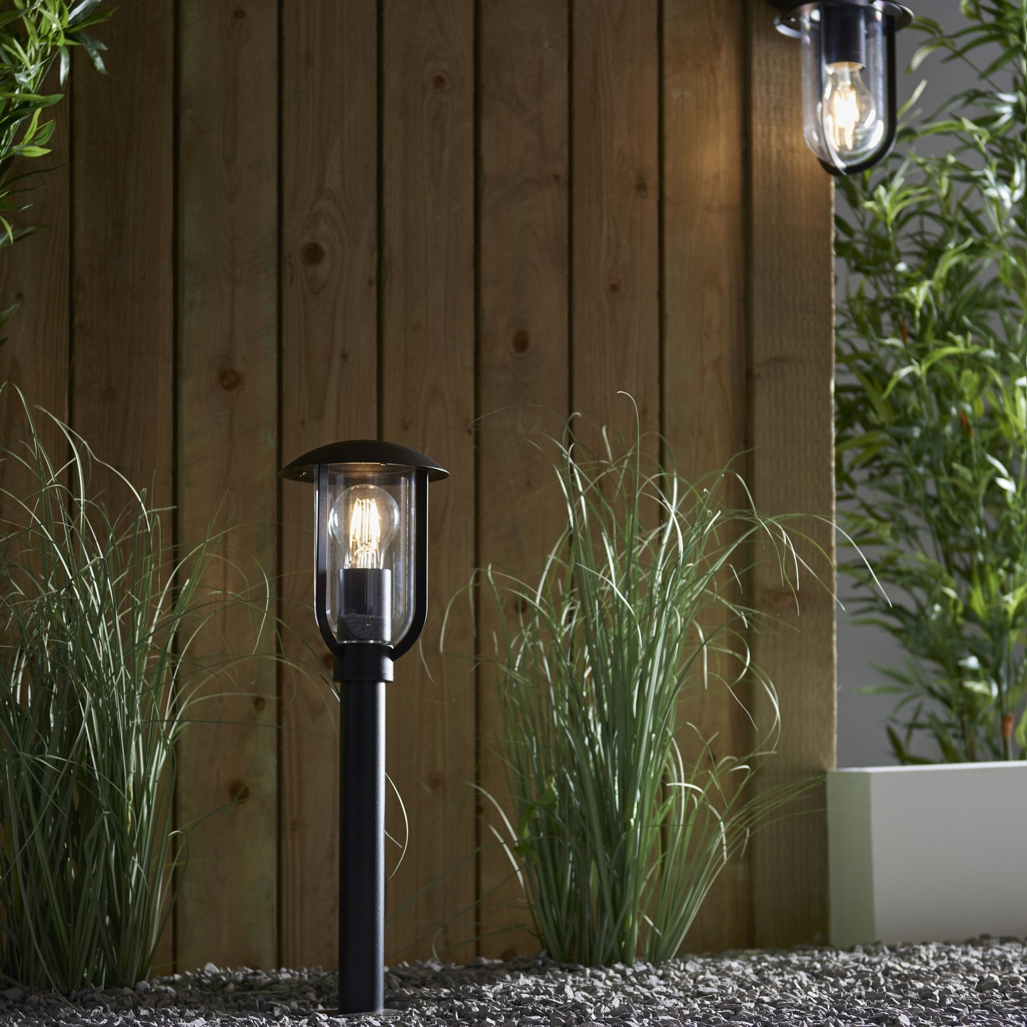 Endon Quinn Single Light Floor Lamp -  Textured Black & Clear Pc