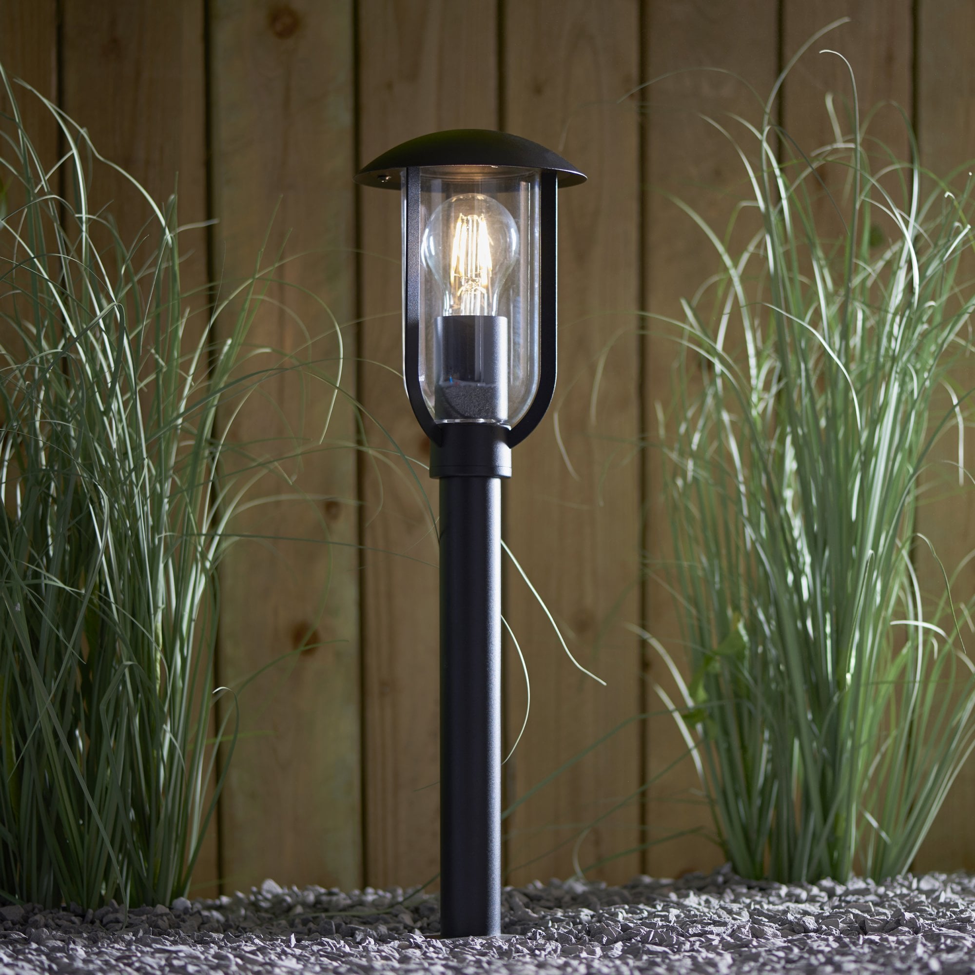 Endon Quinn Single Light Floor Lamp -  Textured Black & Clear Pc