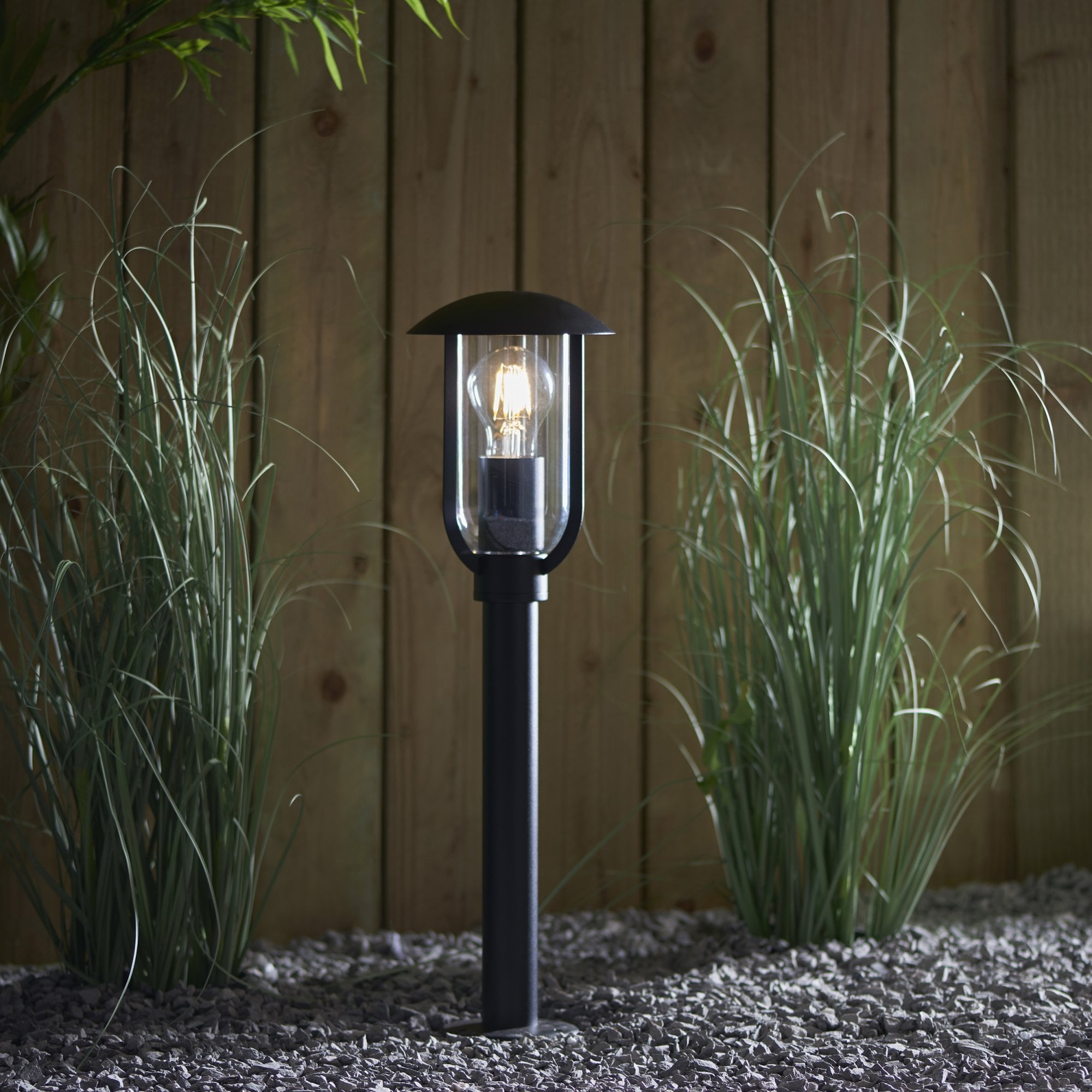 Endon Quinn Single Light Floor Lamp -  Textured Black & Clear Pc