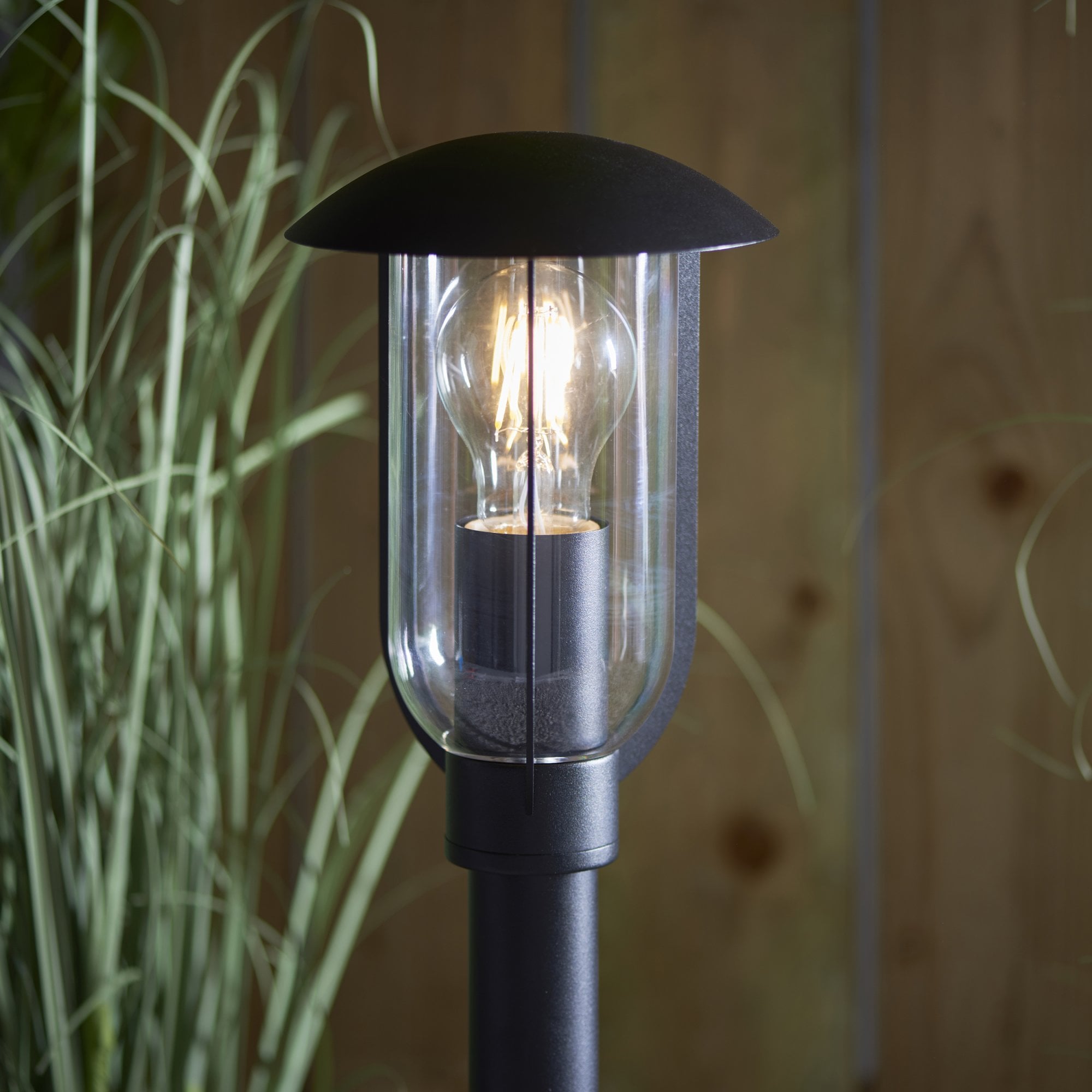 Endon Quinn Single Light Floor Lamp -  Textured Black & Clear Pc