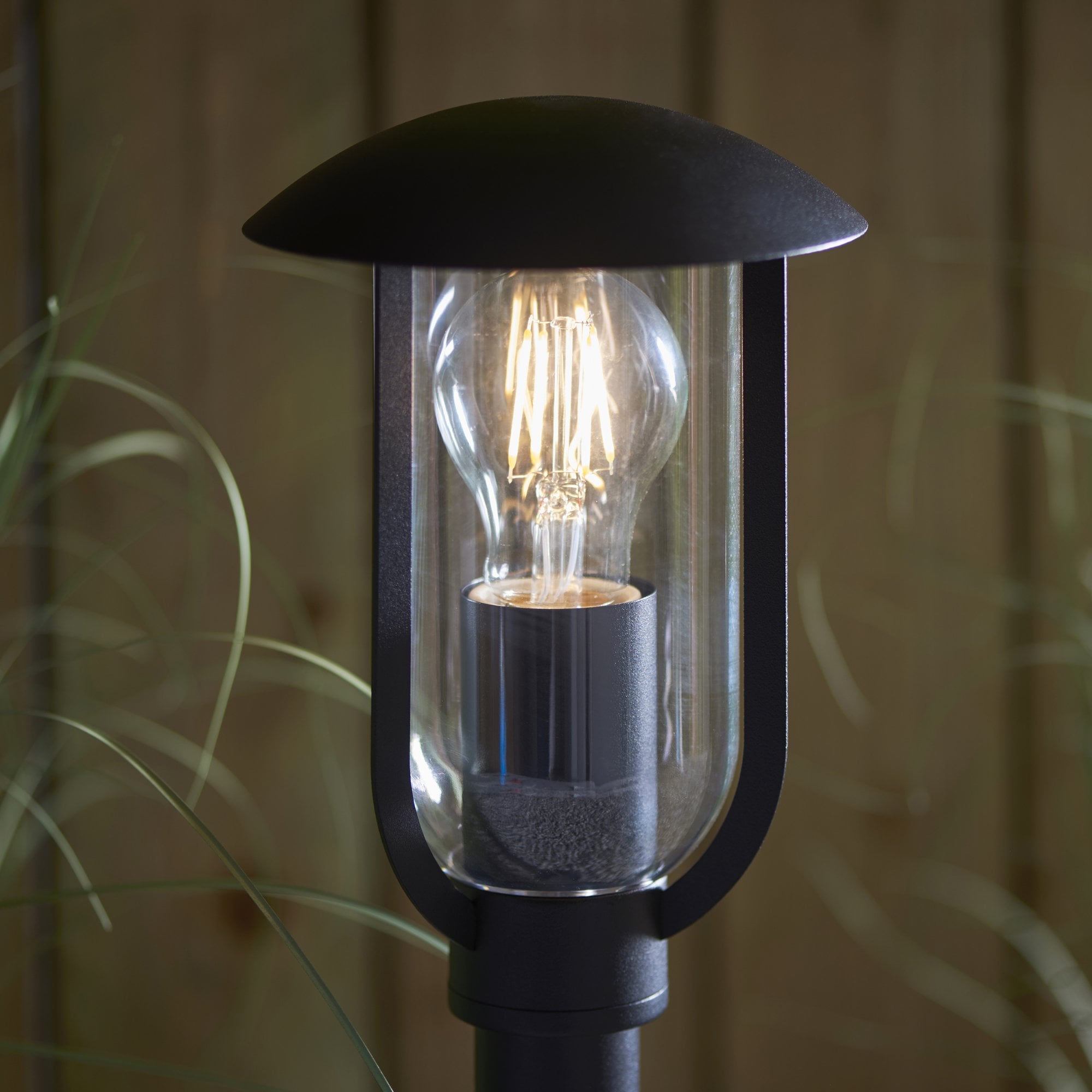 Endon Quinn Single Light Floor Lamp -  Textured Black & Clear Pc