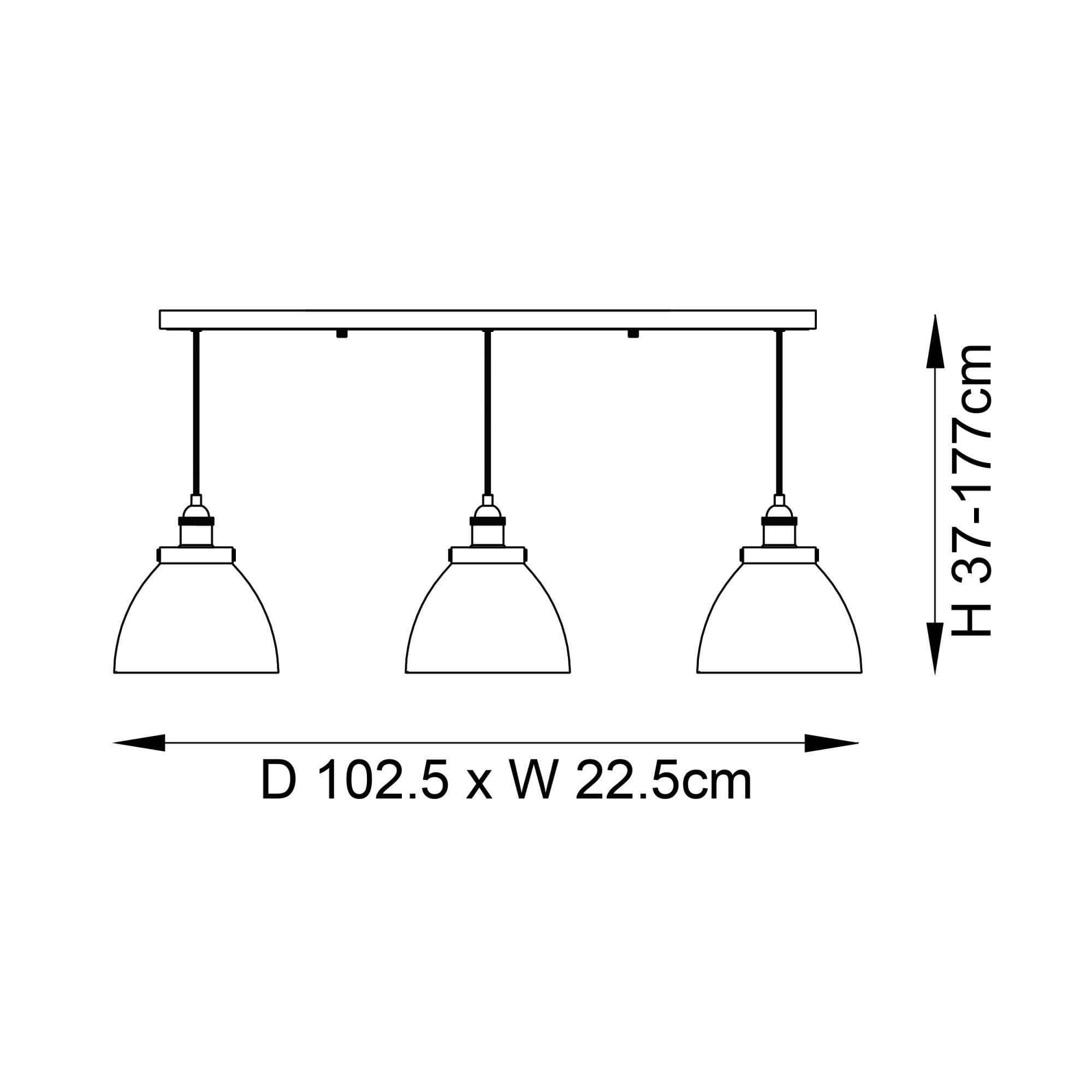 Endon Hansen 3 Light Linear Pendant - Antique Brass