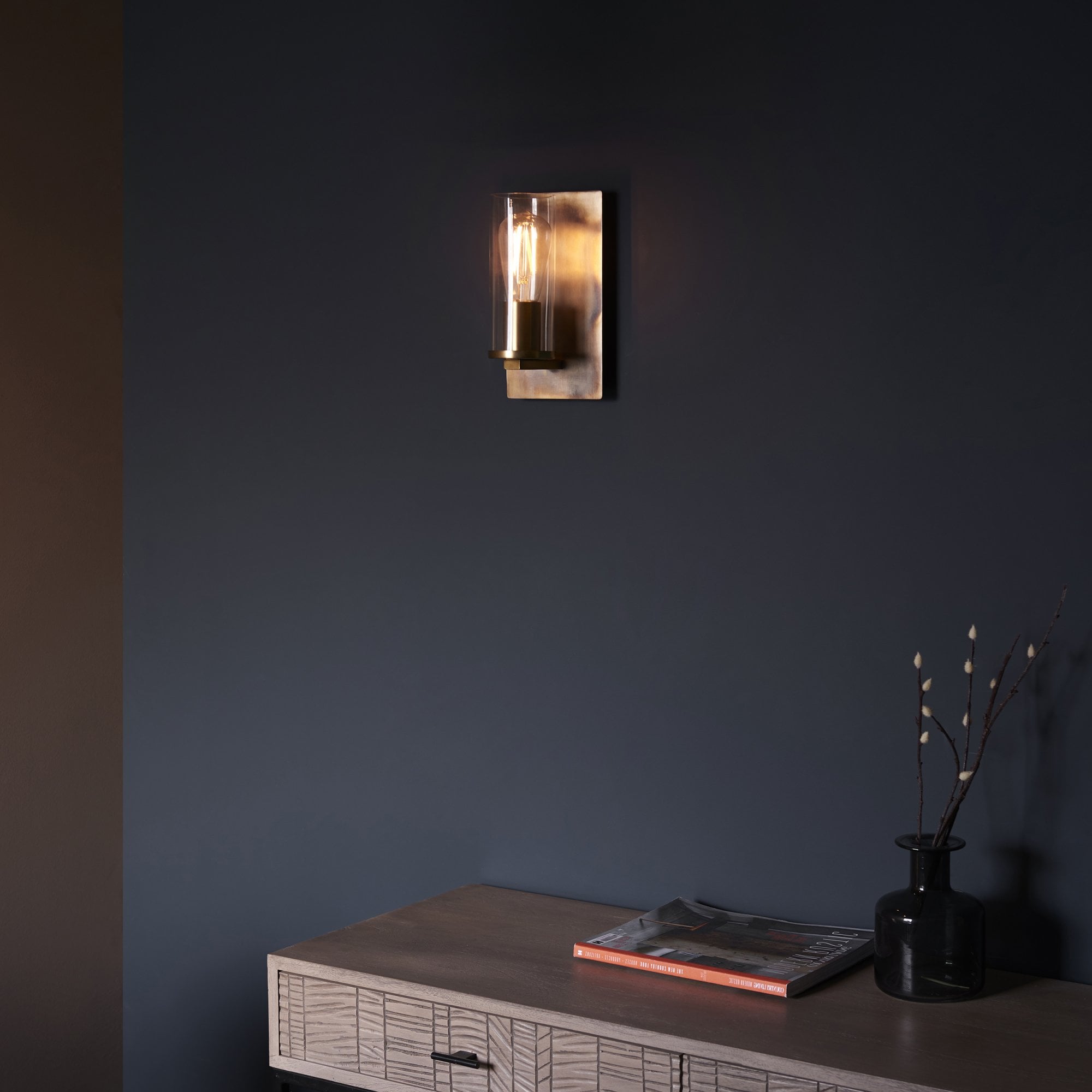 Utopia Swirl Wall Light - Bronze Patina With Clear Glass