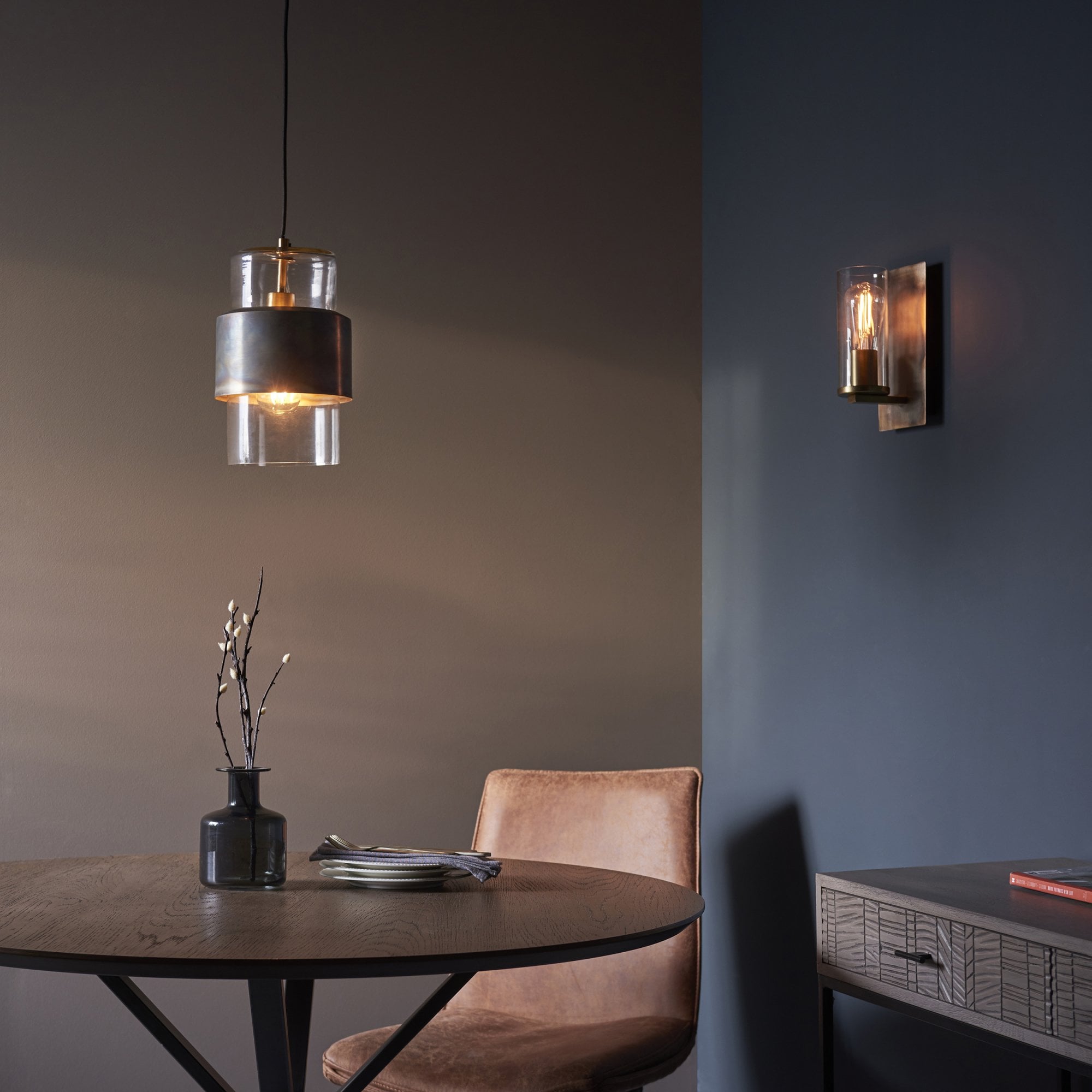 Utopia Swirl Wall Light - Bronze Patina With Clear Glass