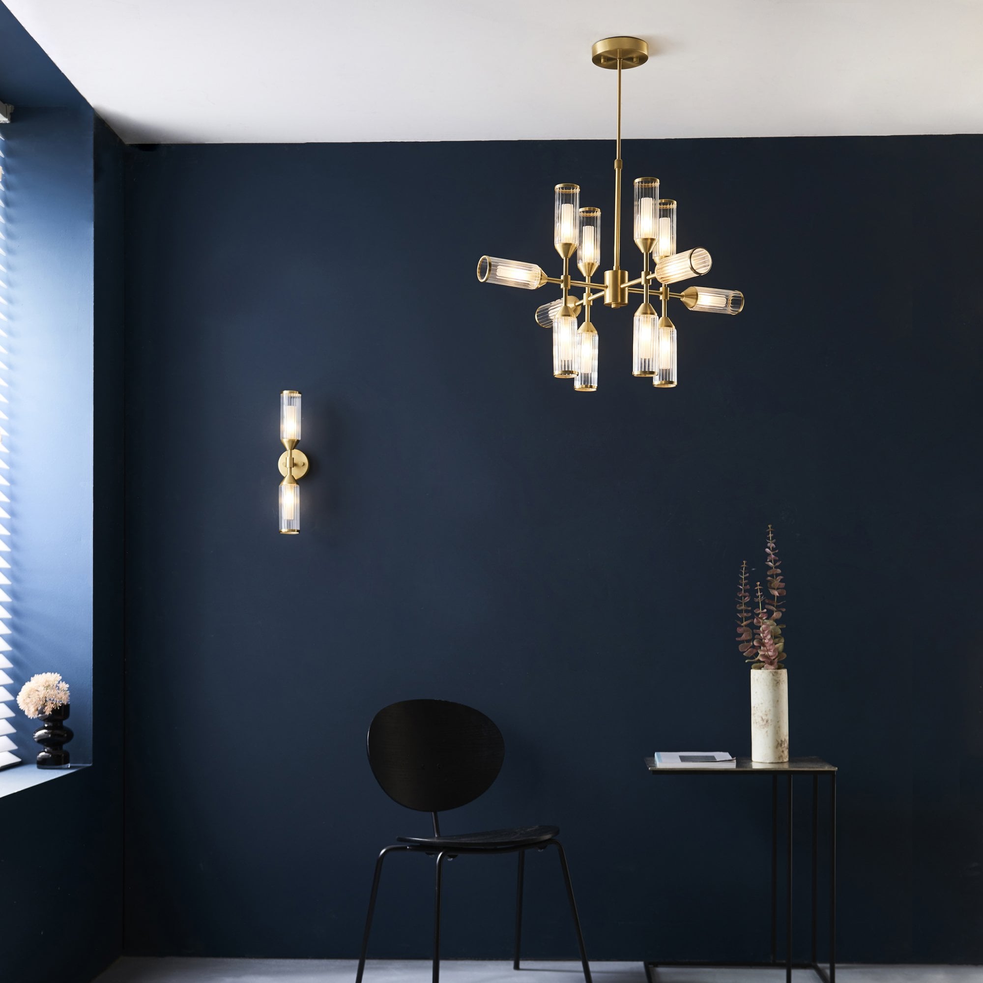 Utopia Matrix 2 Light Wall Light - Satin Brass