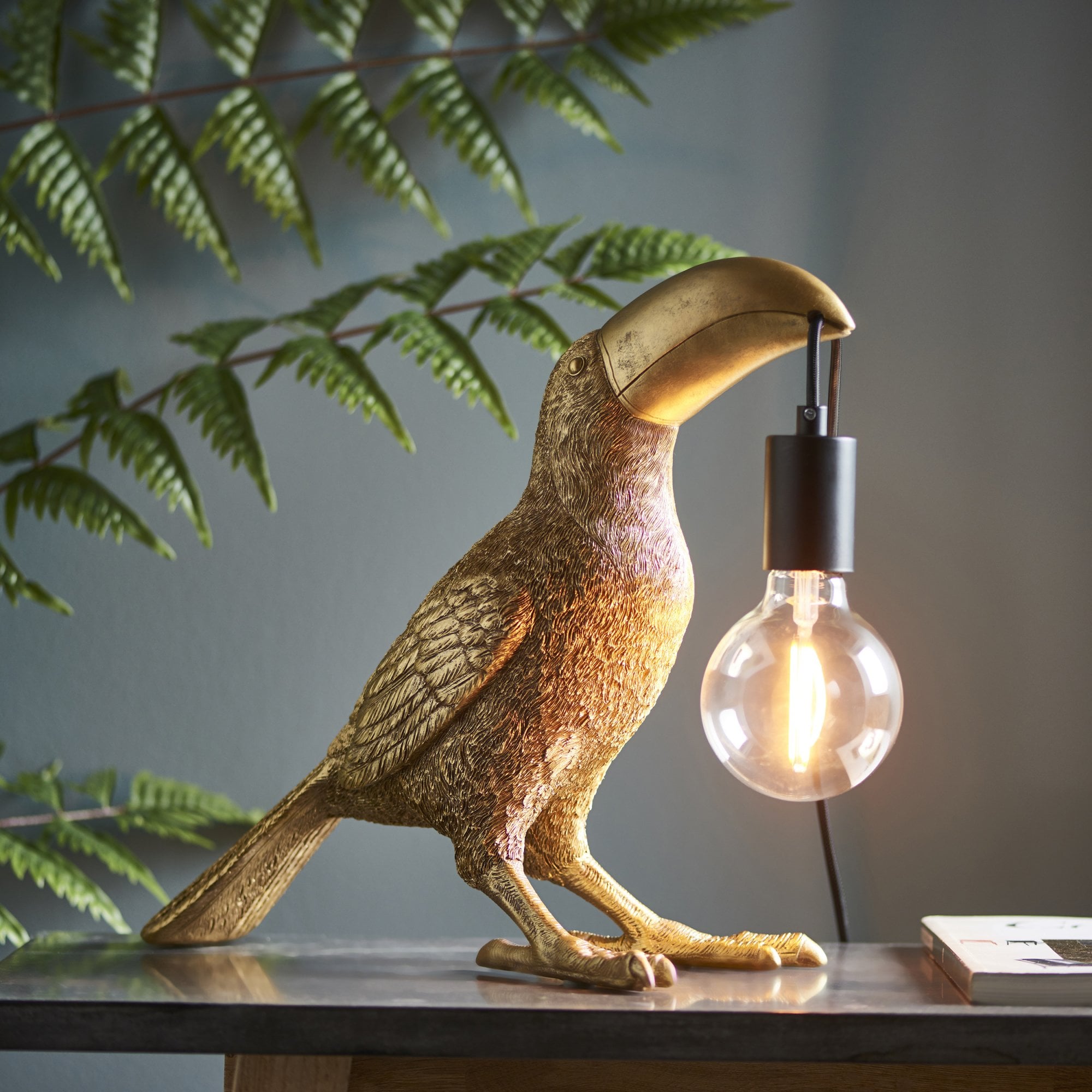 Endon Beaky The Toucan Table Lamp - Vintage Gold