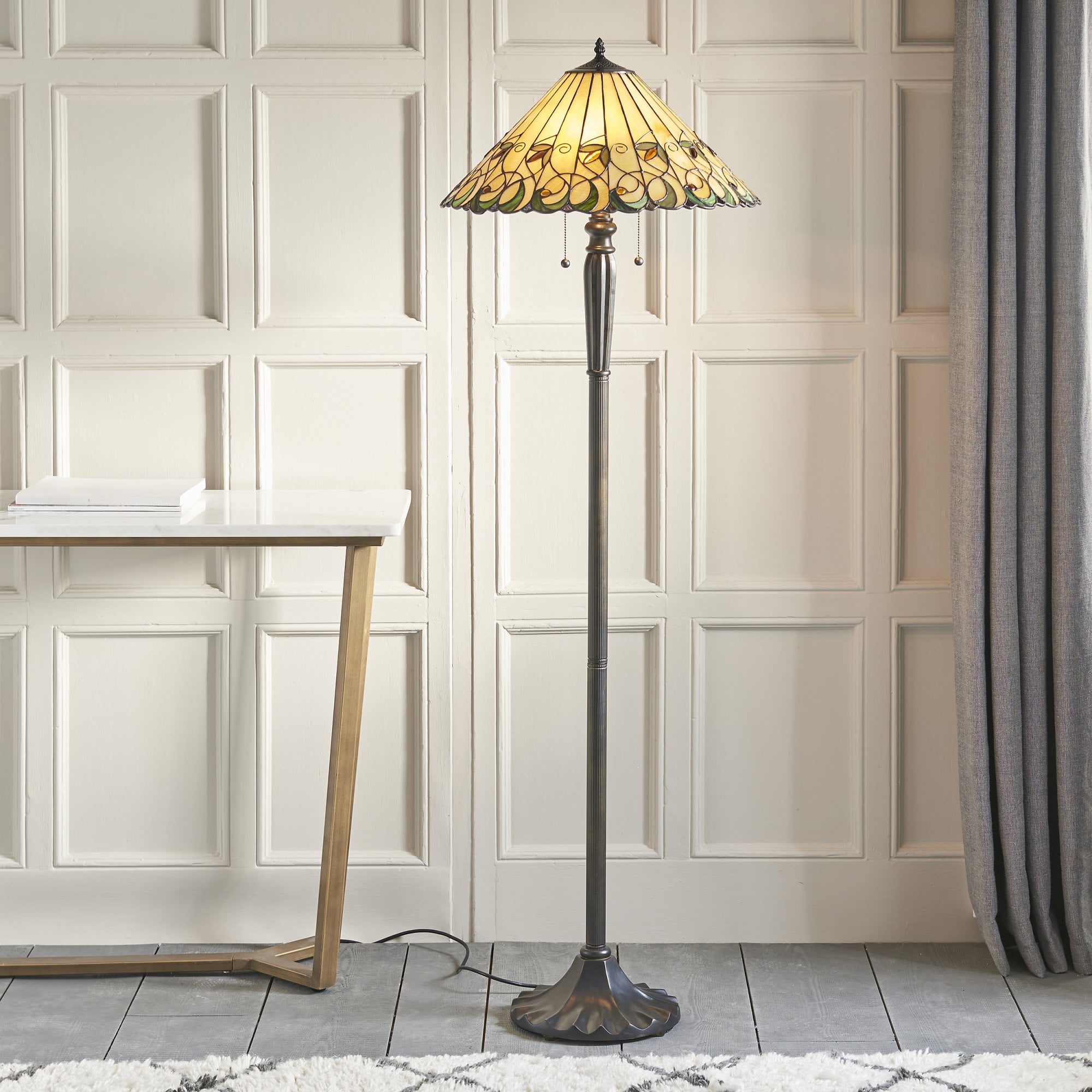 Interiors 1900 Jamelia Floor Lamp - Tiffany Glass