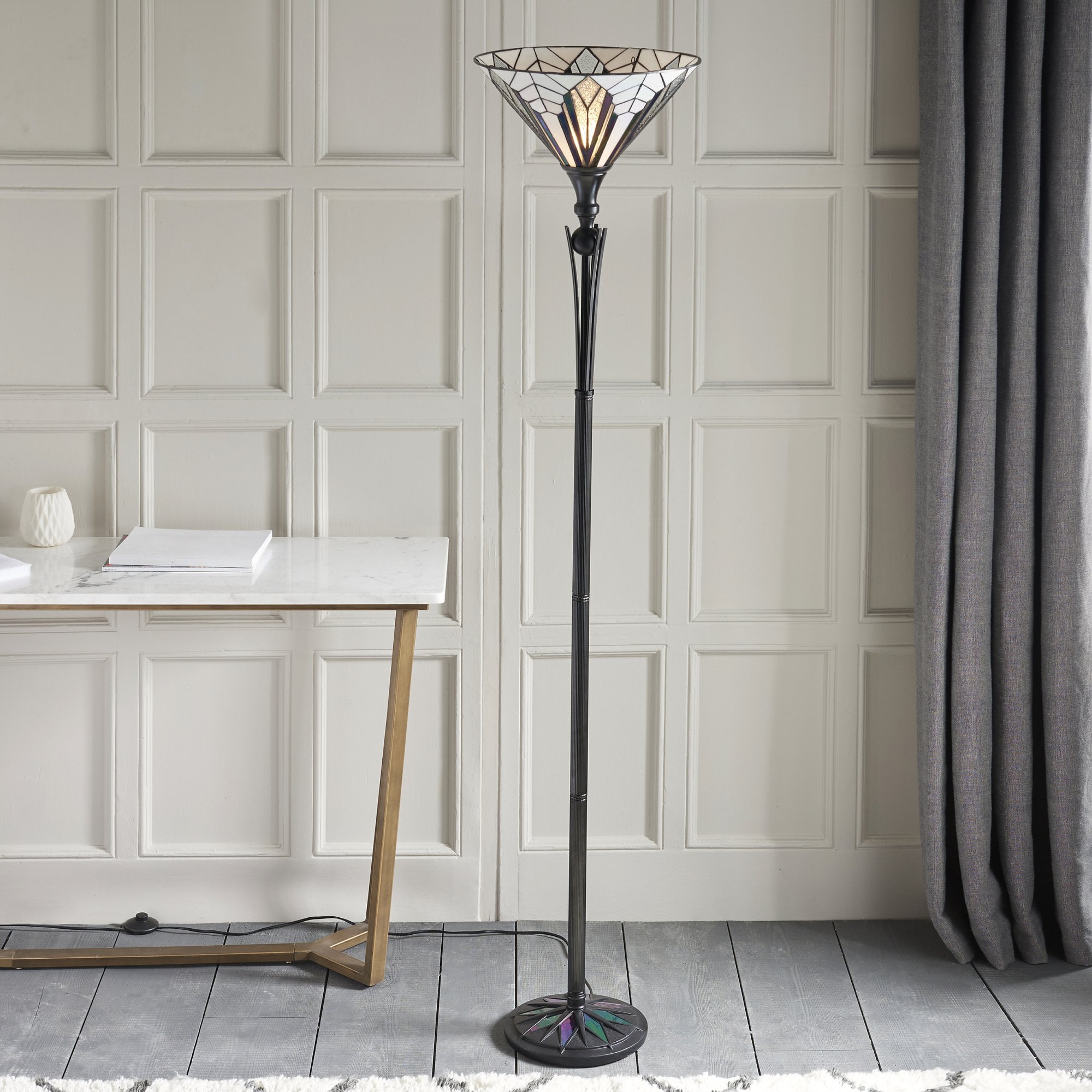 Interiors 1900 Astoria UpLighter Floor Lamp - Tiffany Glass