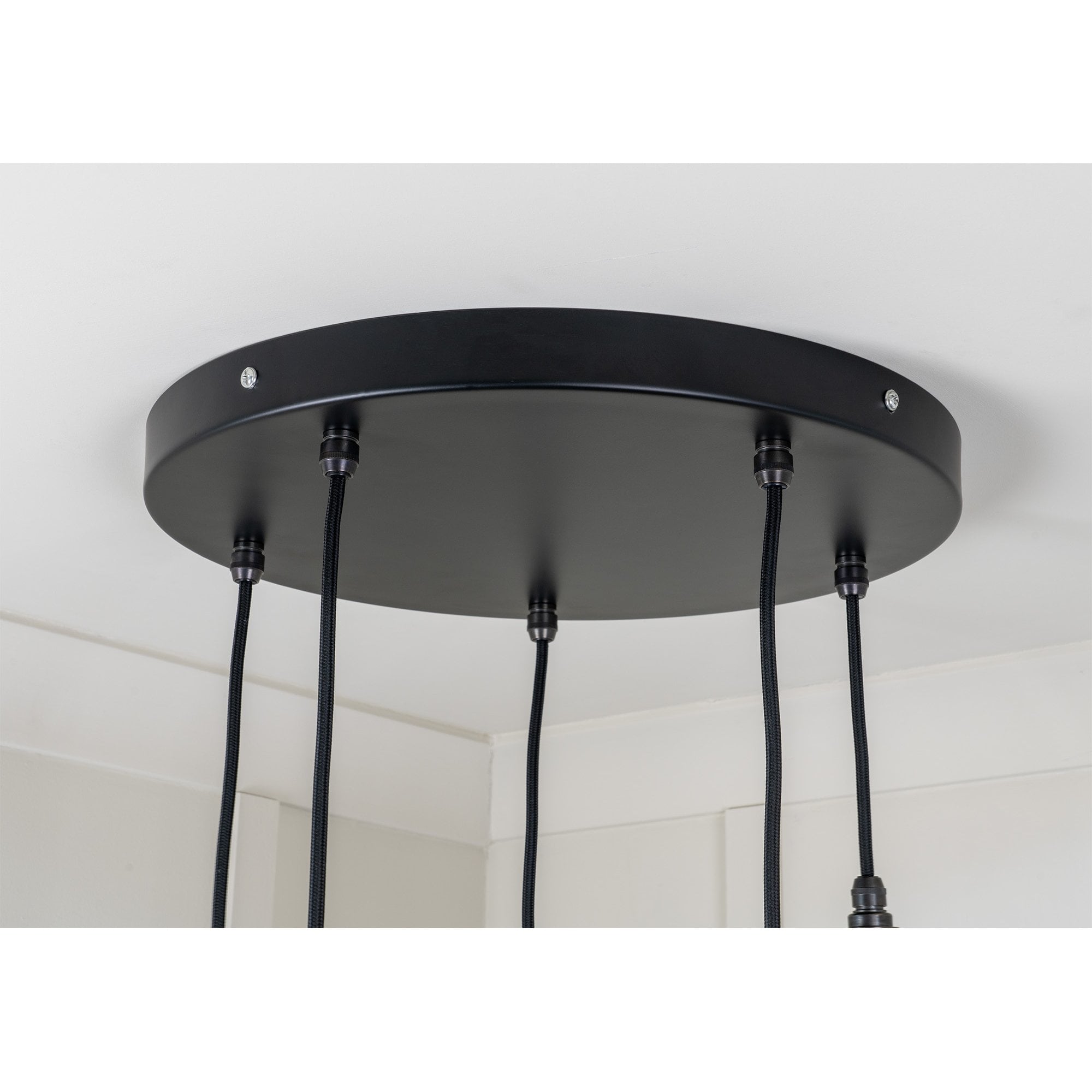 From The Anvil Hammered Brass Brindley Cluster Pendant - Birch (Pale Grey)