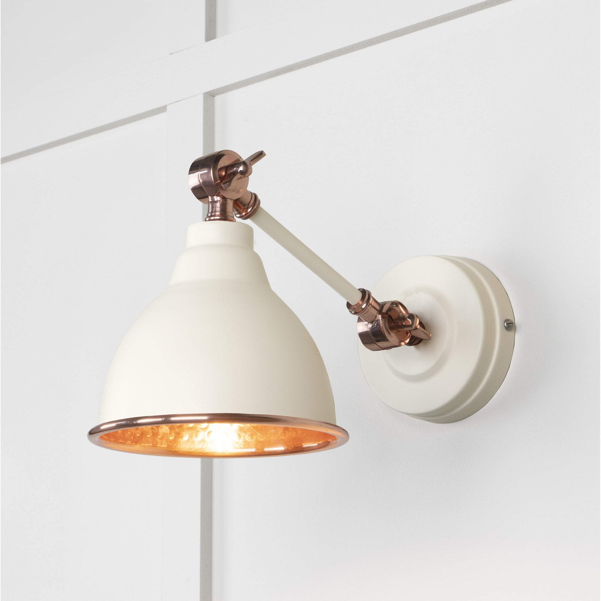 From The Anvil Hammered Copper Brindley Wall Light - Teasel (Off White/Cream)