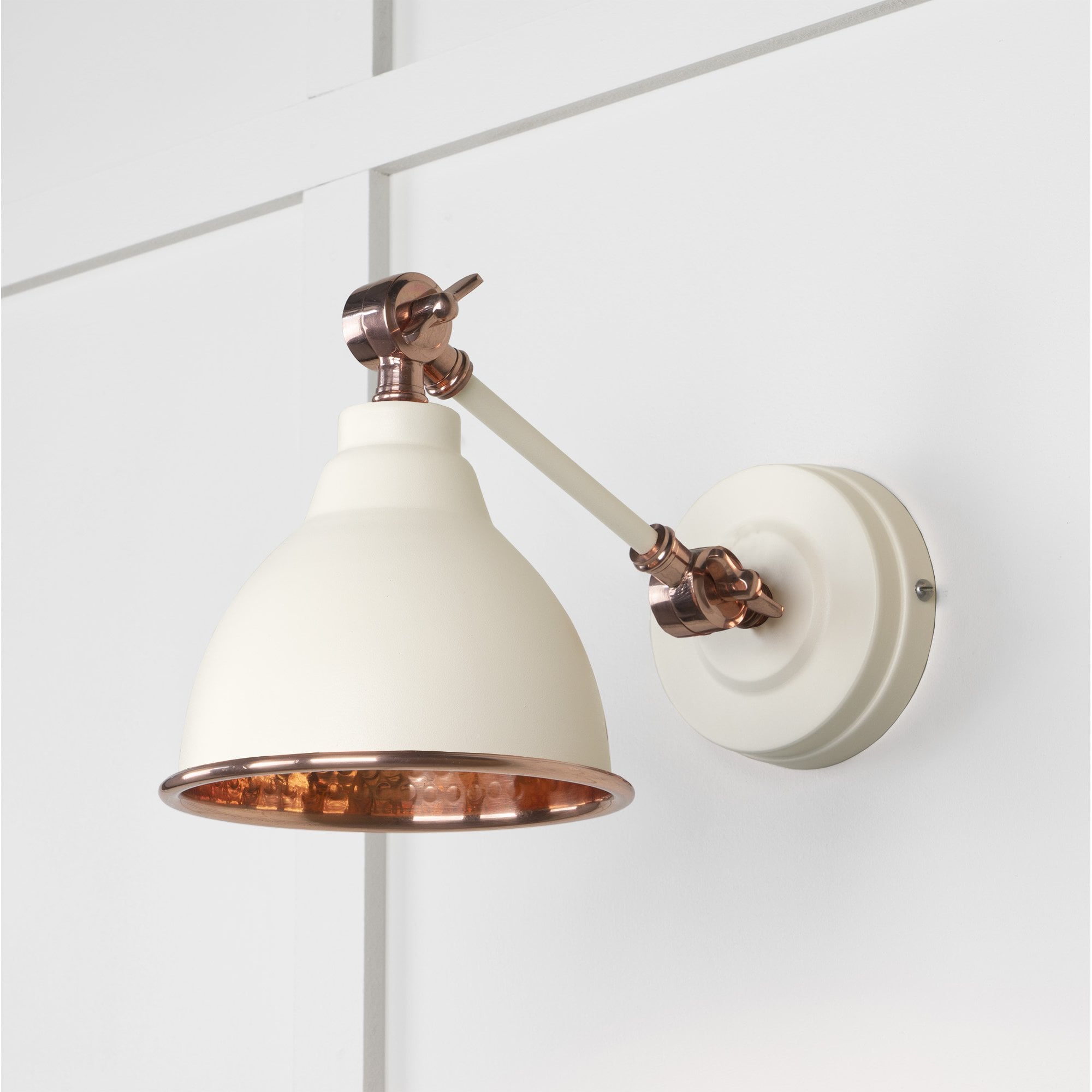 From The Anvil Hammered Copper Brindley Wall Light - Teasel (Off White/Cream)