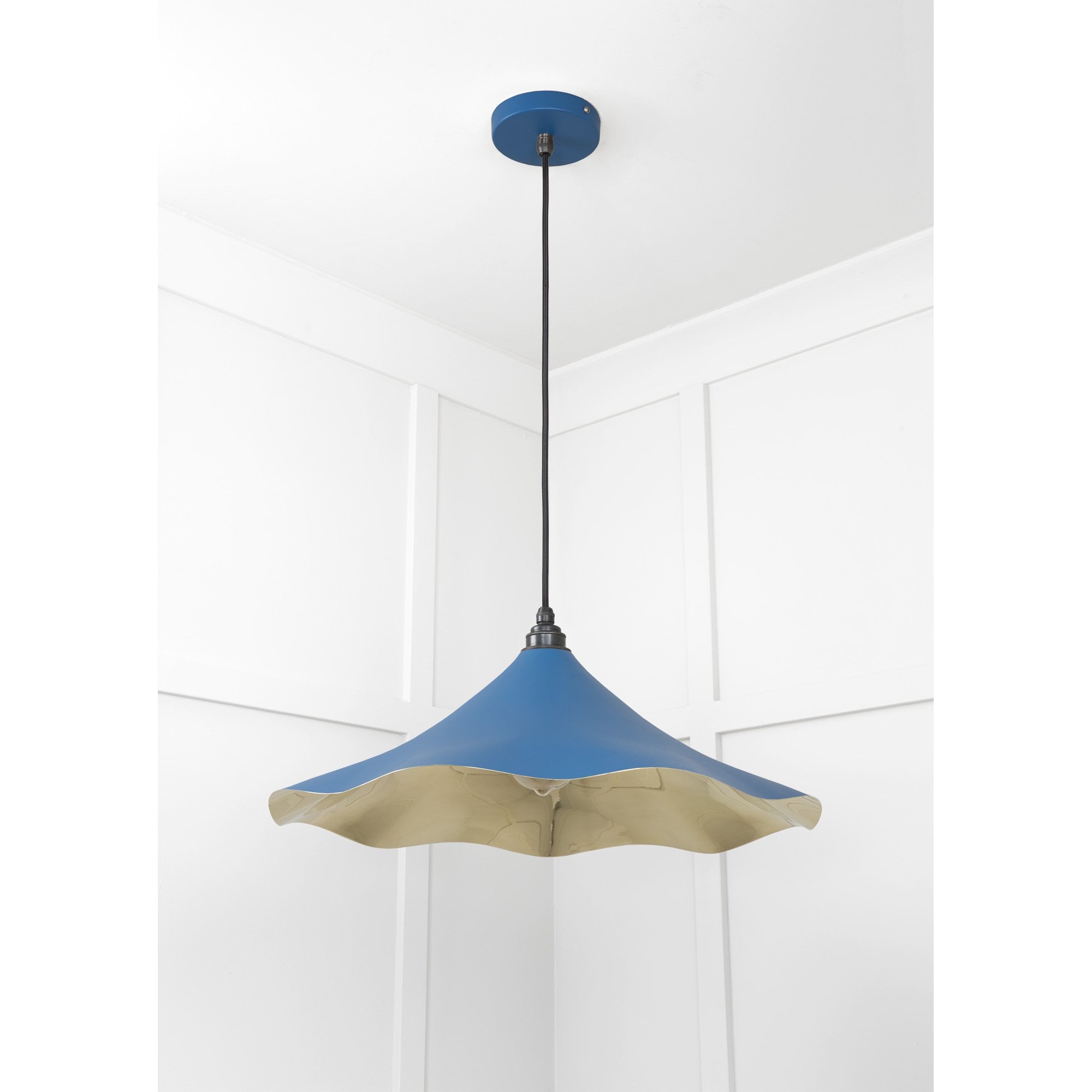 From The Anvil Smooth Brass Flora Pendant - Upstream (Blue)