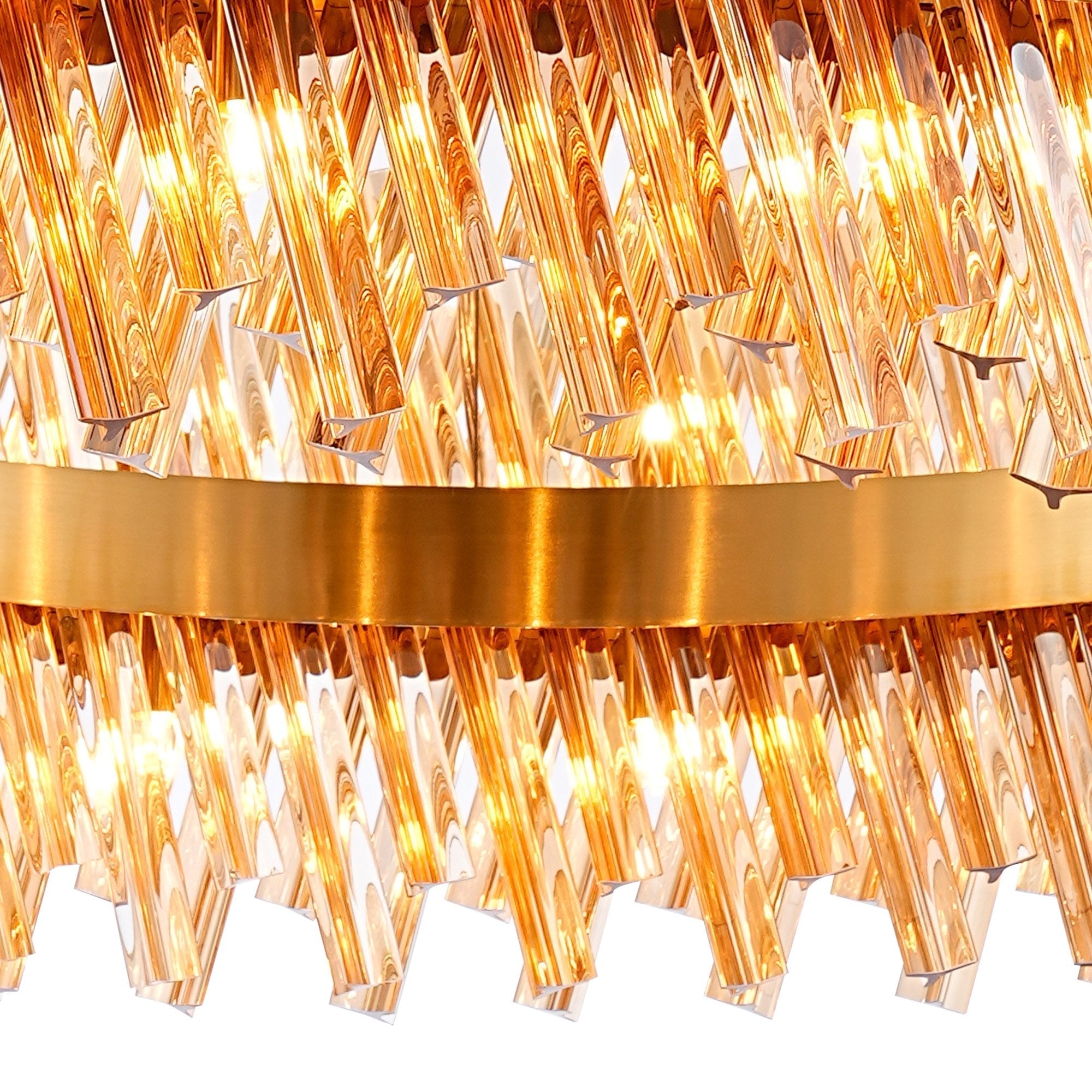 Fabula Farnley 32 Light Round Pendant - Brass & Amber Glass