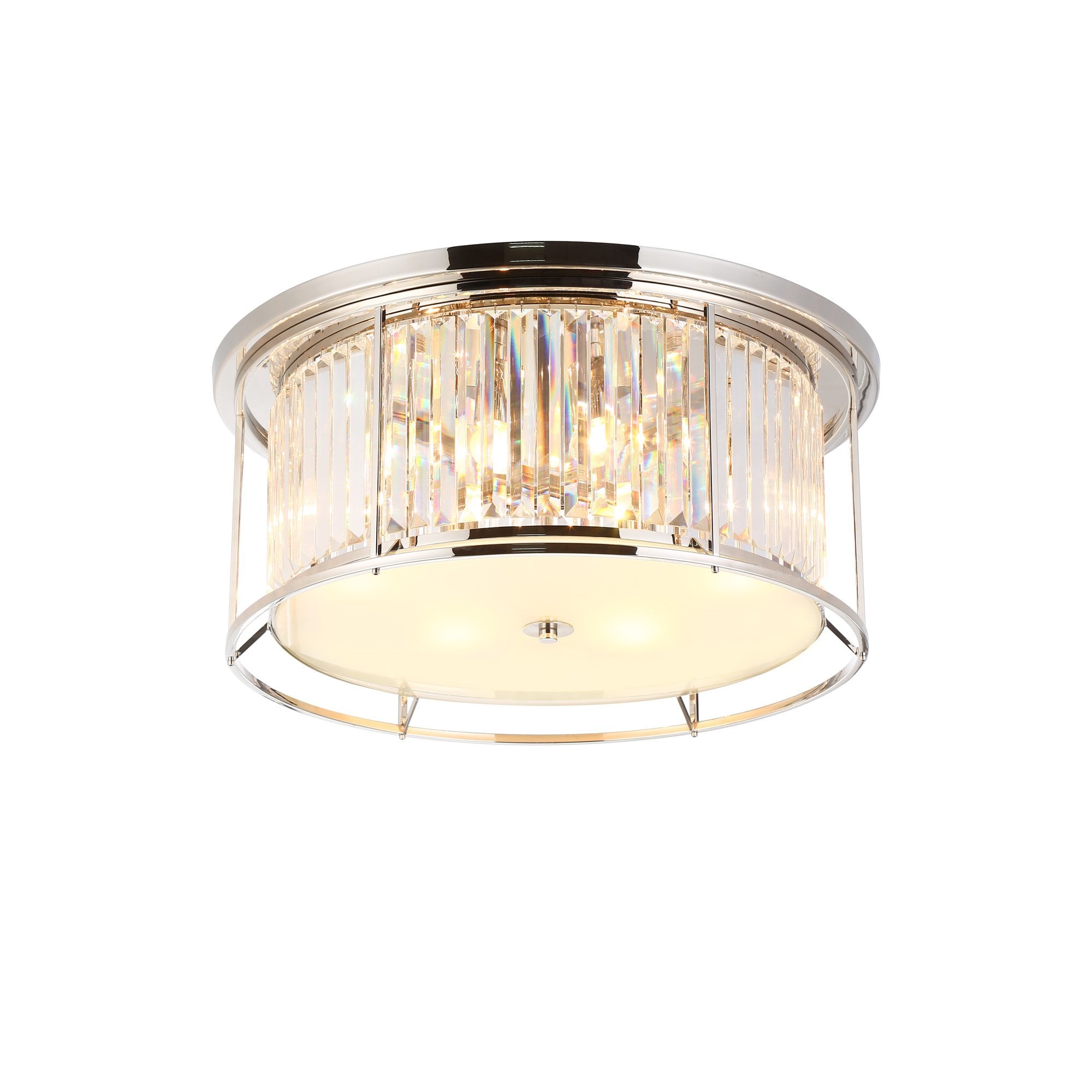 Fabula Oakhurst 6 Light Flush Light - Polished Nickel & Clear Glass