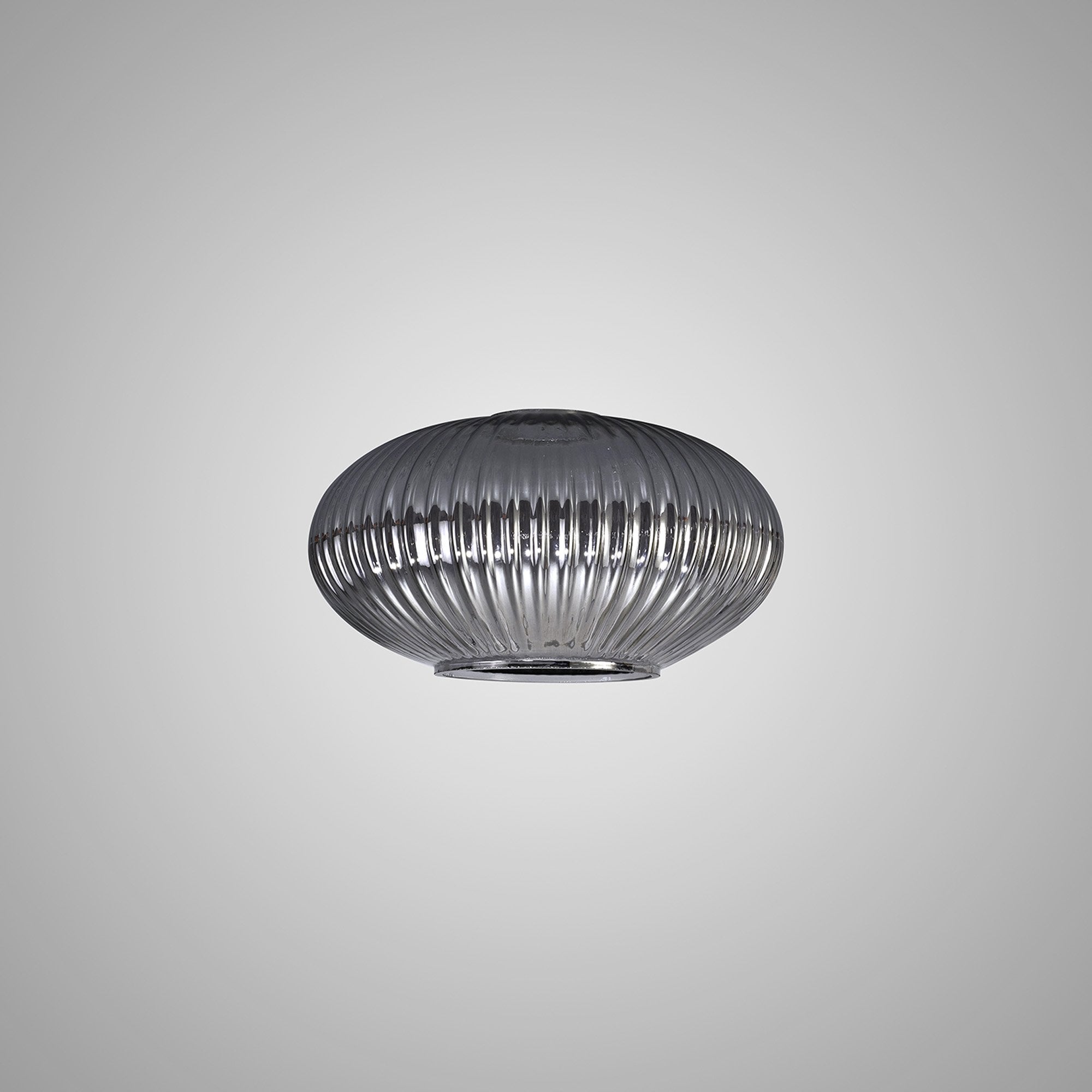 Fabula Springfield 20cm Oval Sphere Ribbed Shade - Smoked Glass - Shade Only