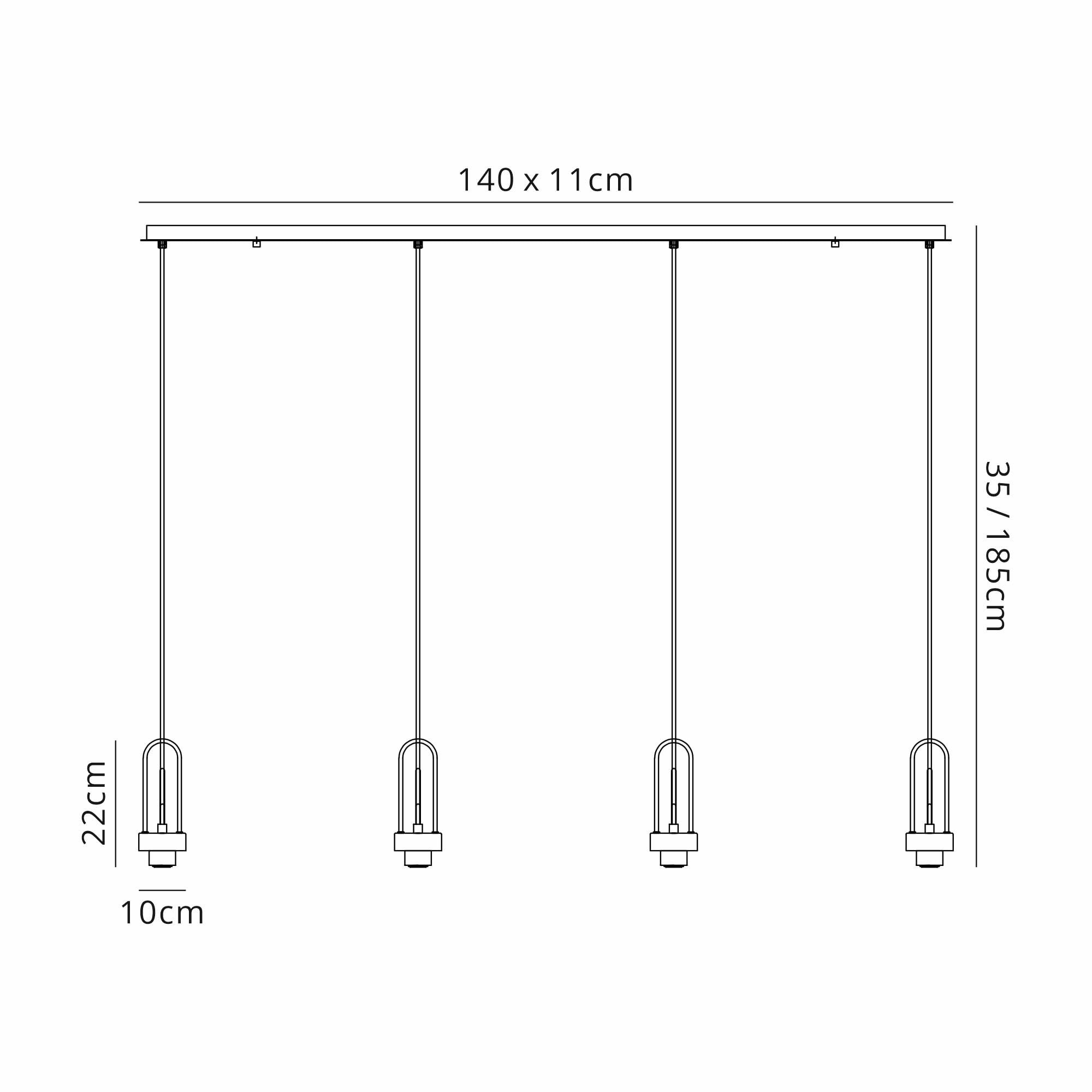 Fabula Springfield 4 Light Linear Suspension Kit - Aged Pewter - Frame Only