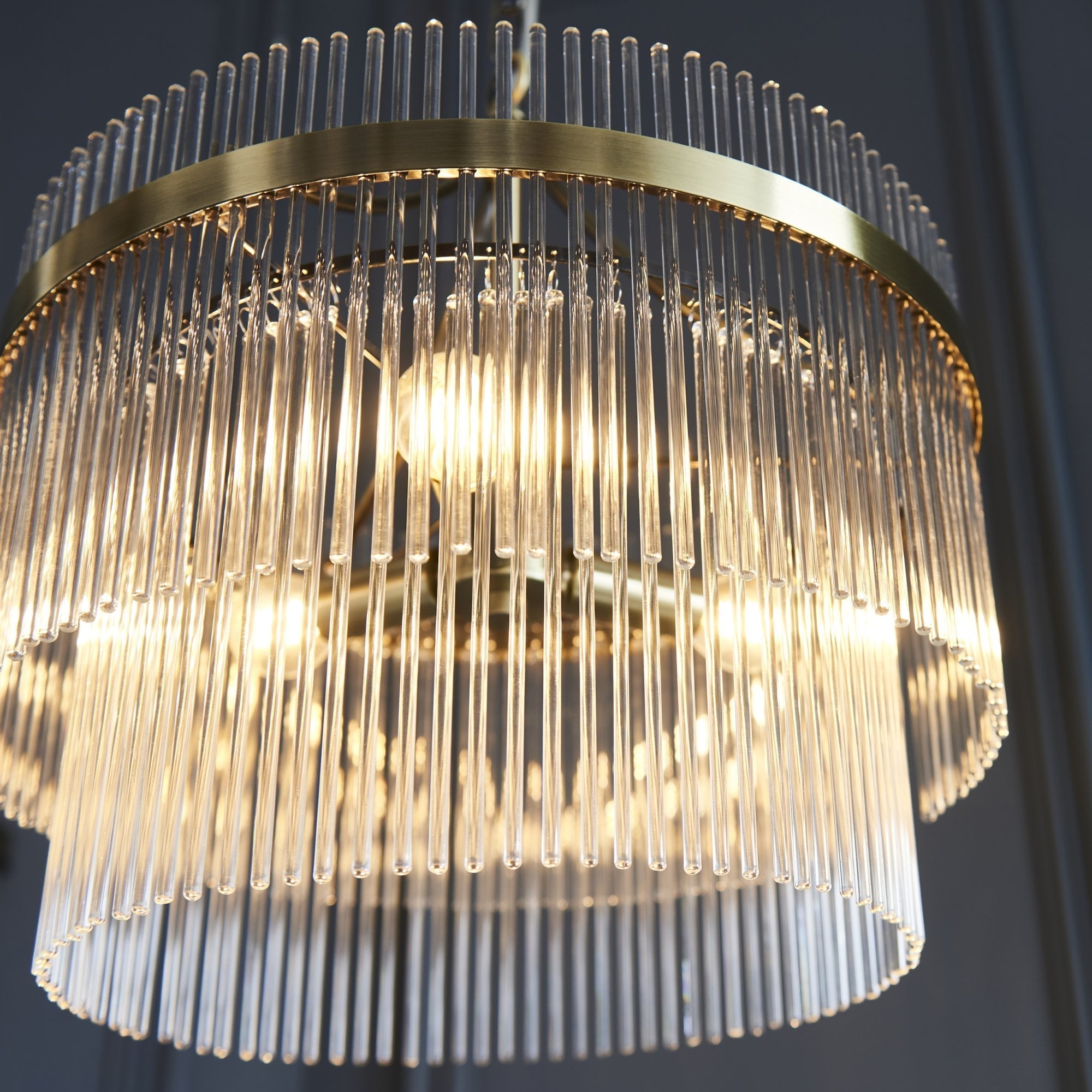 Endon Marietta 3 Light Pendant - Antique Brass Plate & Clear Glass