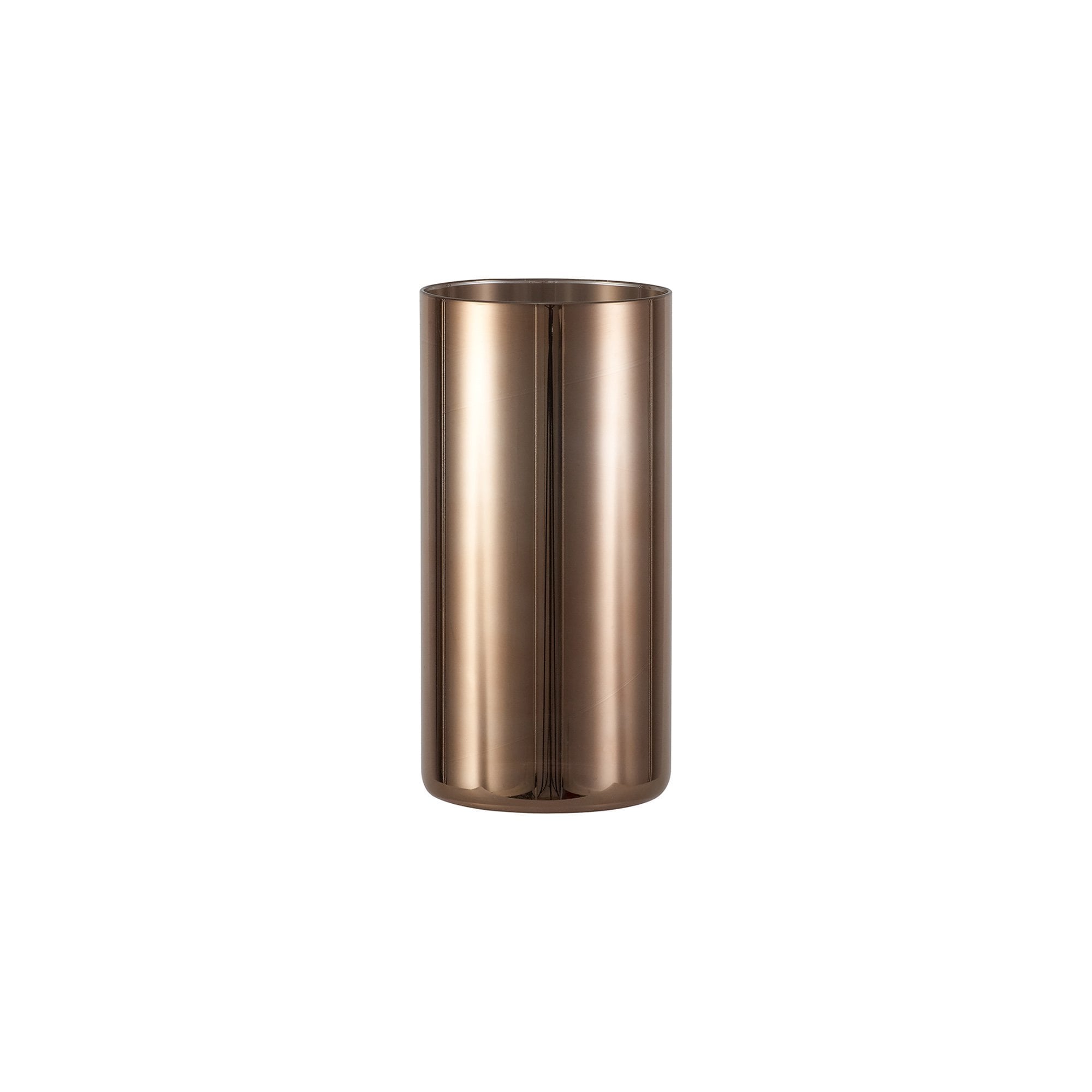 Fabula Tamworth Single Pendant - Tall Cylinder Shade - Polished Chrome & Copper Glass