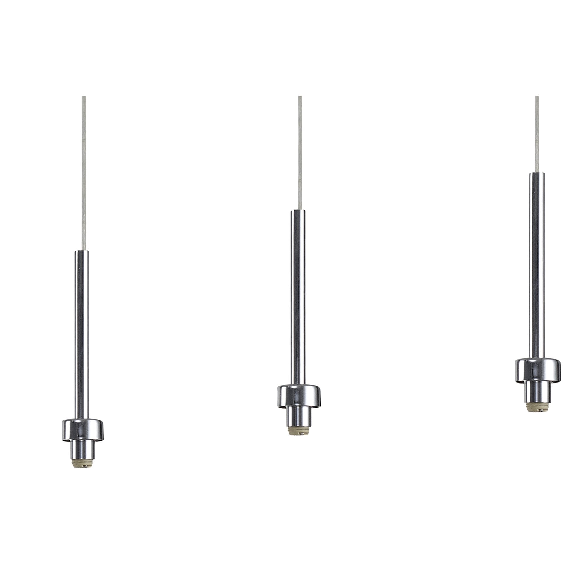 Fabula Tamworth 3 Light Linear Pendant - Round Shades with Inner Frosted Globes - Polished Chrome, Smoked & Frosted Glass