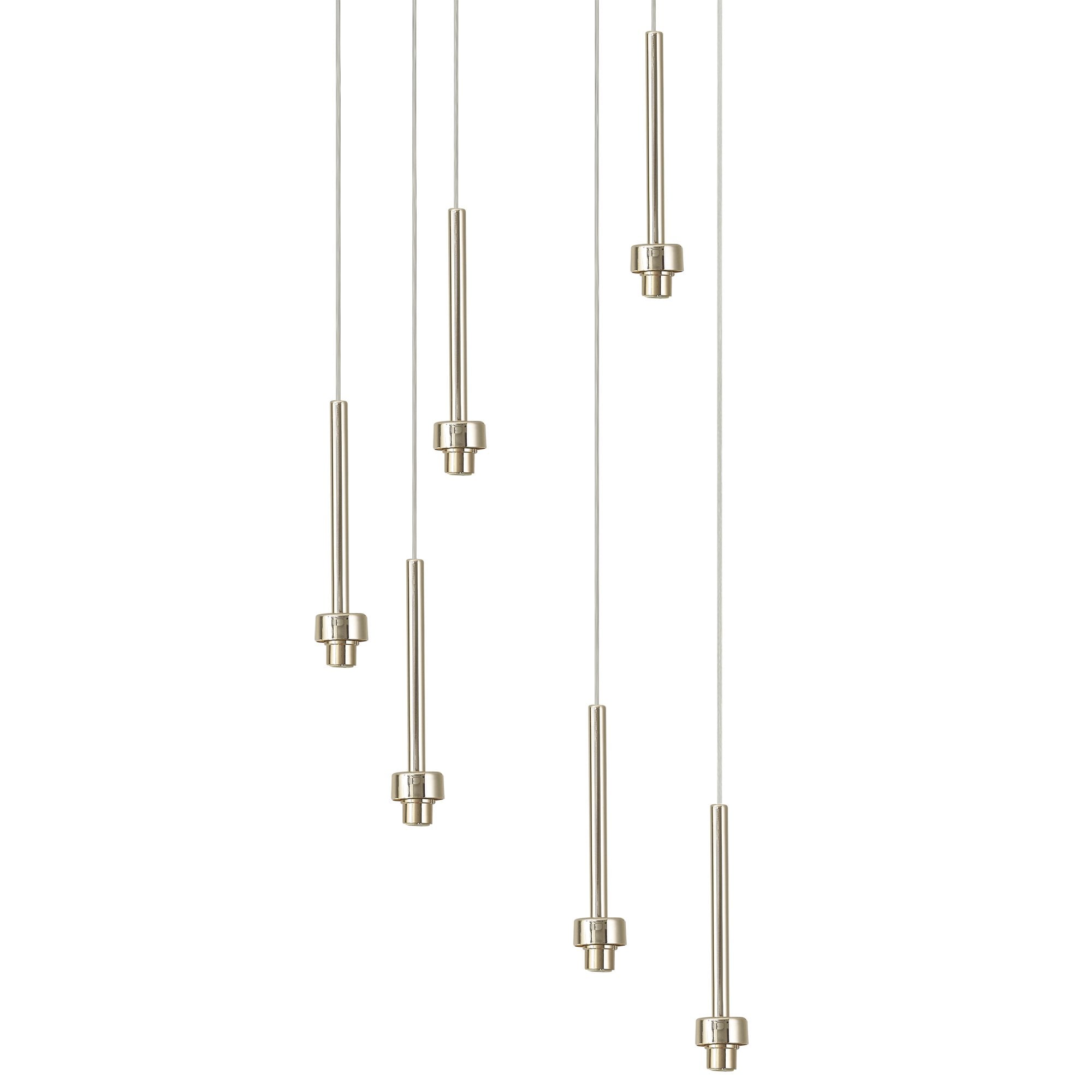 Fabula Tamworth 6 Light Round Pendant - Round Shades with Inner Frosted Globes - French Gold, Smoked & Frosted Glass