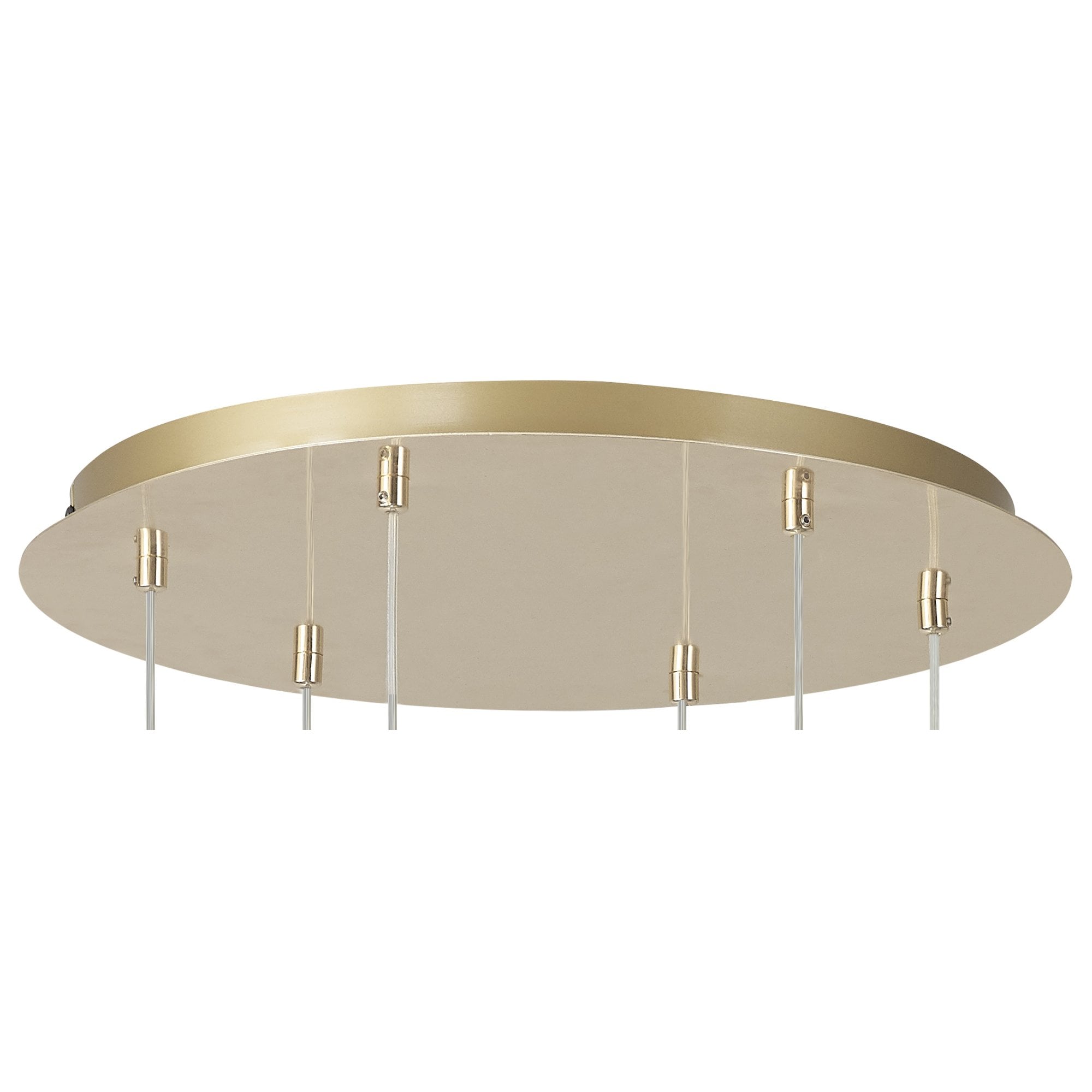 Fabula Tamworth 6 Light Round Pendant - Round Shades with Inner Frosted Globes - French Gold, Smoked & Frosted Glass