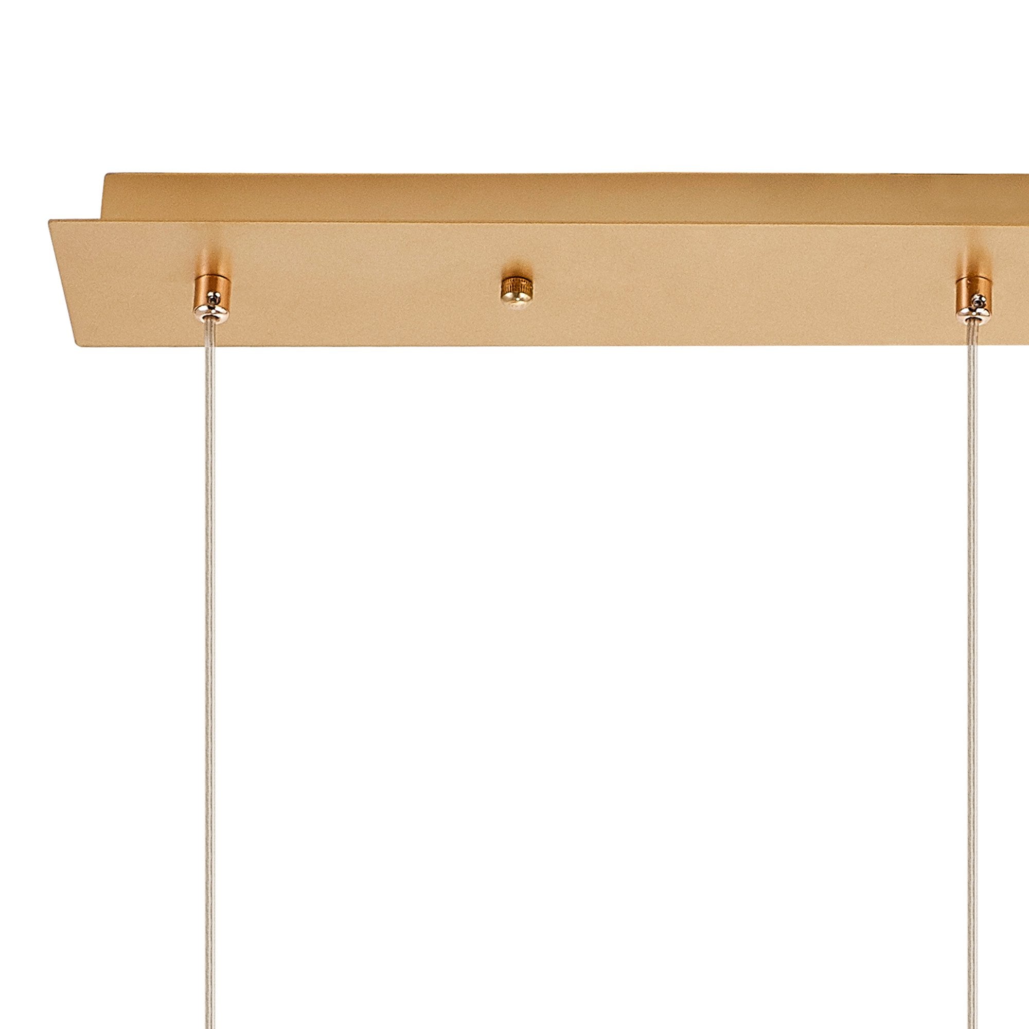 Fabula Tamworth 3 Light Linear Pendant - Medium Cylinder Shades with Clear Outer Glass - French Gold, Chrome & Clear Glass