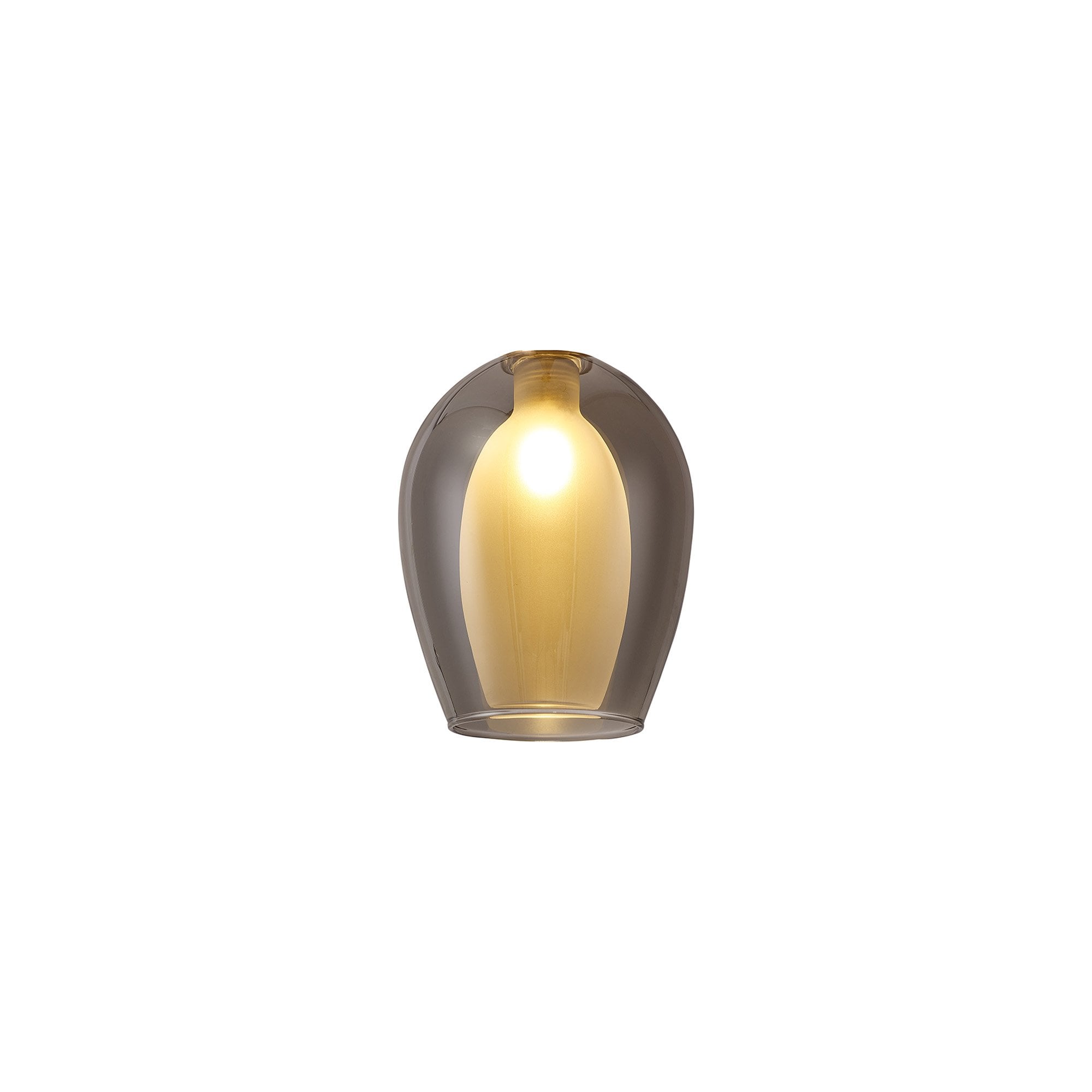 Fabula Tamworth 3 Light Linear Pendant - Wine Glass Shades with Inner Frosted Glass - French Gold, Smoked & Frosted Glass