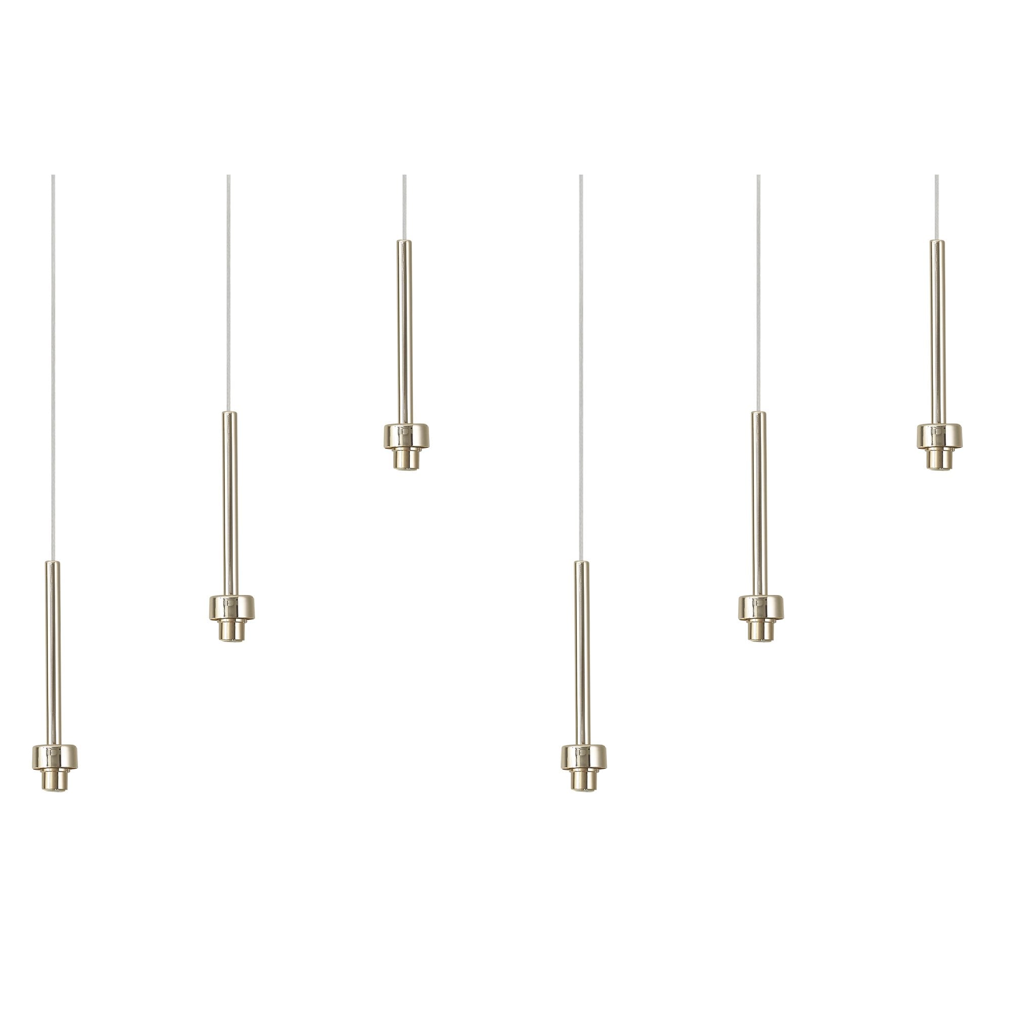 Fabula Tamworth 6 Light Linear Pendant - Tall Cylinder Shades - French Gold & Clear Glass