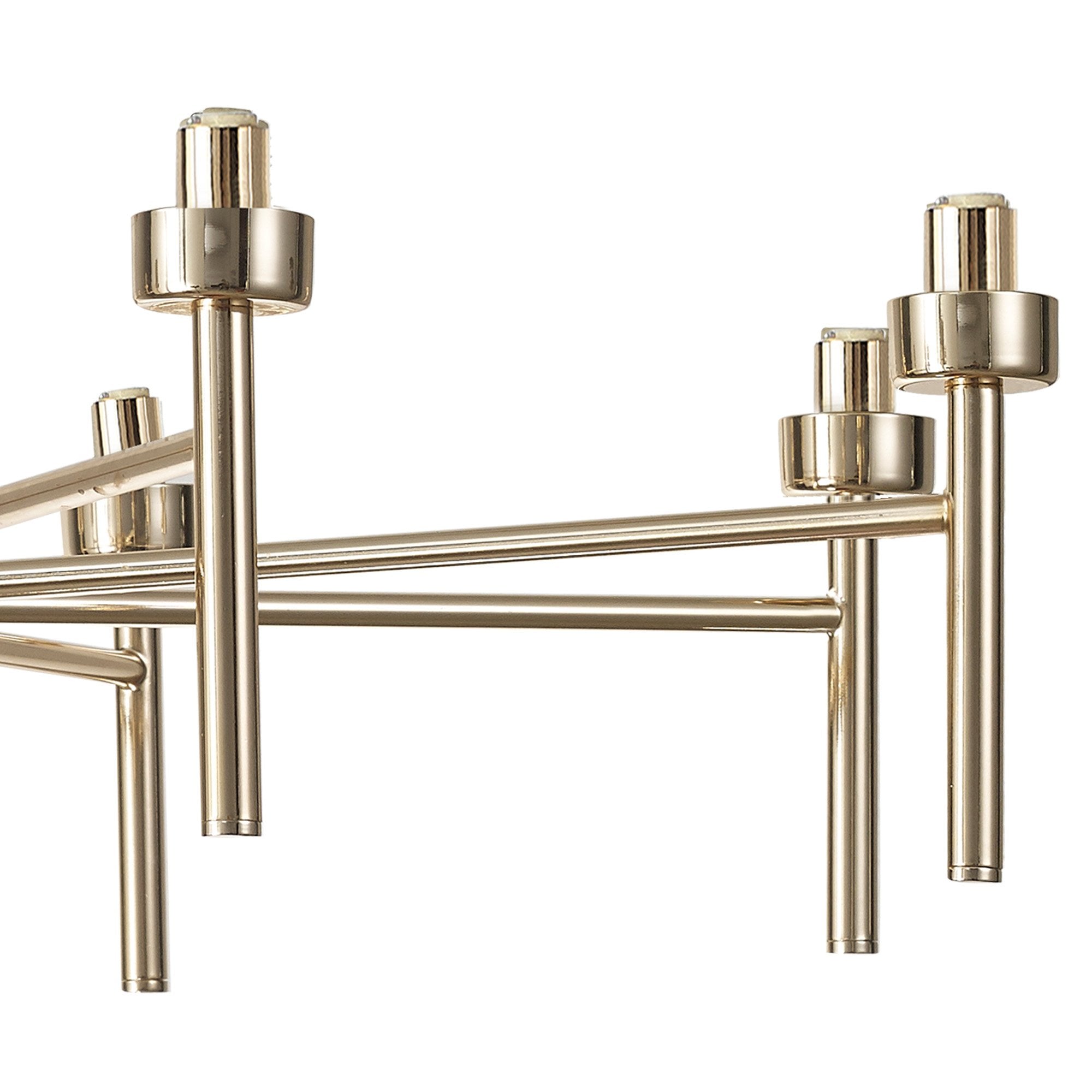 Fabula Tamworth 8 Light Telescopic Semi Flush - Medium Cylinder Shades - French Gold & Chrome Glass