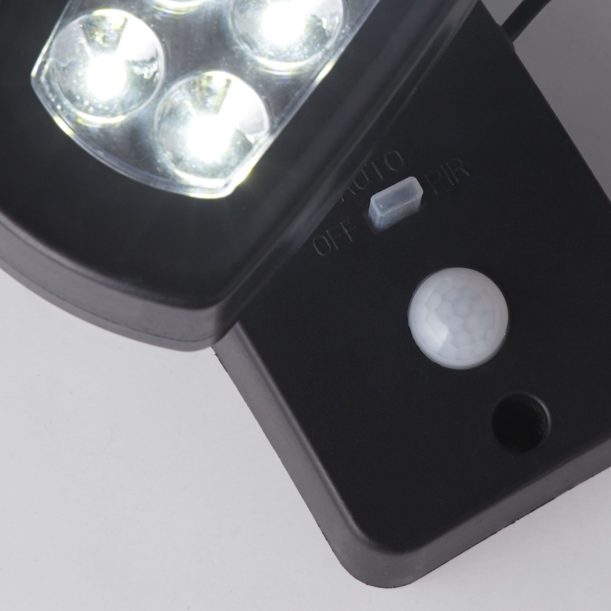 Searchlight Cairo Solar Outdoor Wall Light with PIR - Black & White Polycarbonate