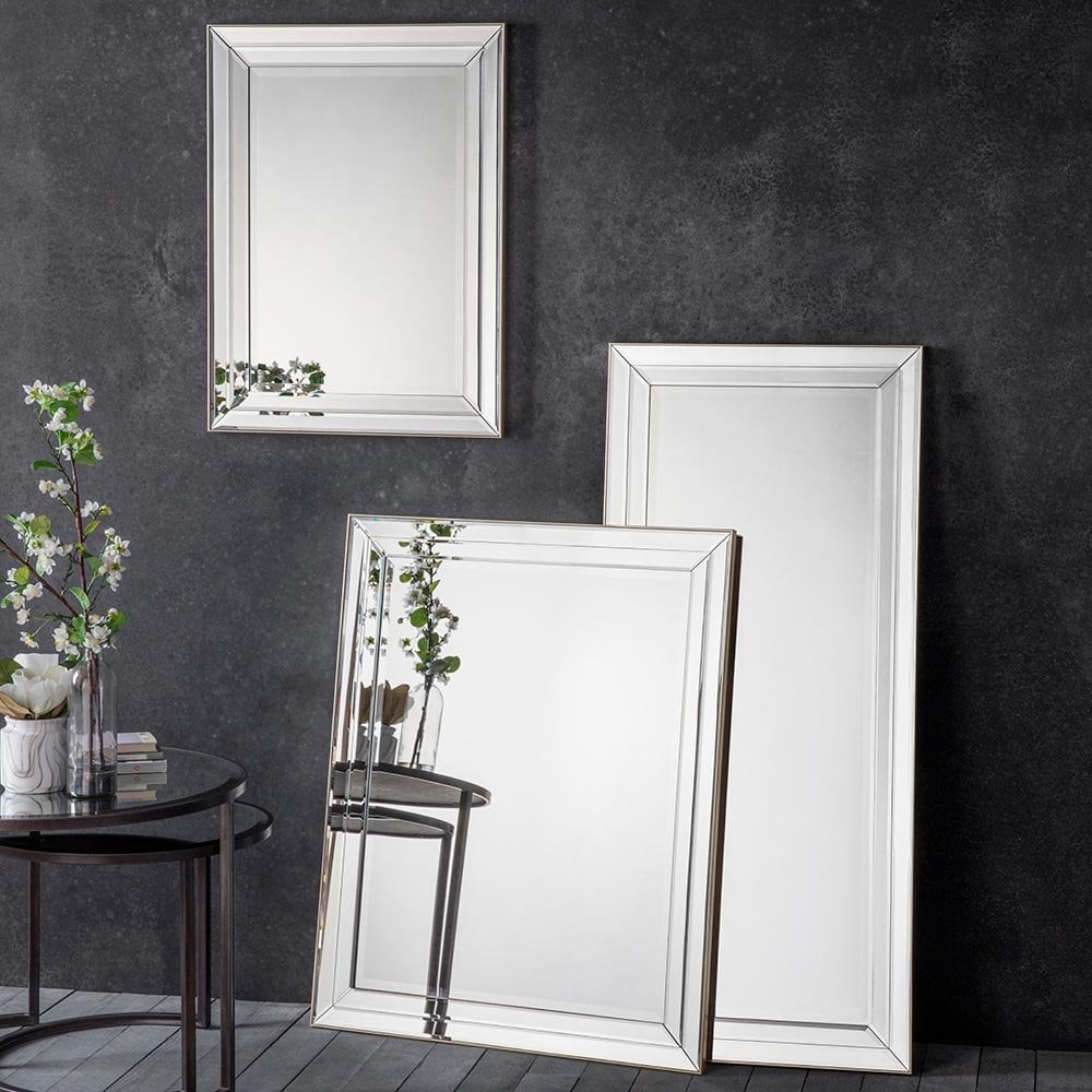 Mura Liverpool Double Bevelled Large Rectangle Wall Mirror - Champagne Gold Paint