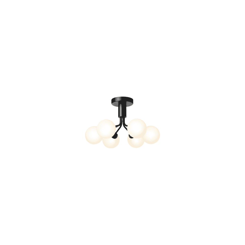 Nuura Apiales 6 Light Ceiling Light - Satin Black & Opal Glass