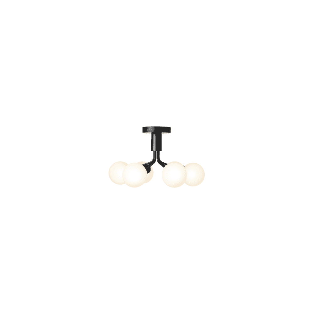 Nuura Apiales 6 Light Ceiling Light - Satin Black & Opal Glass