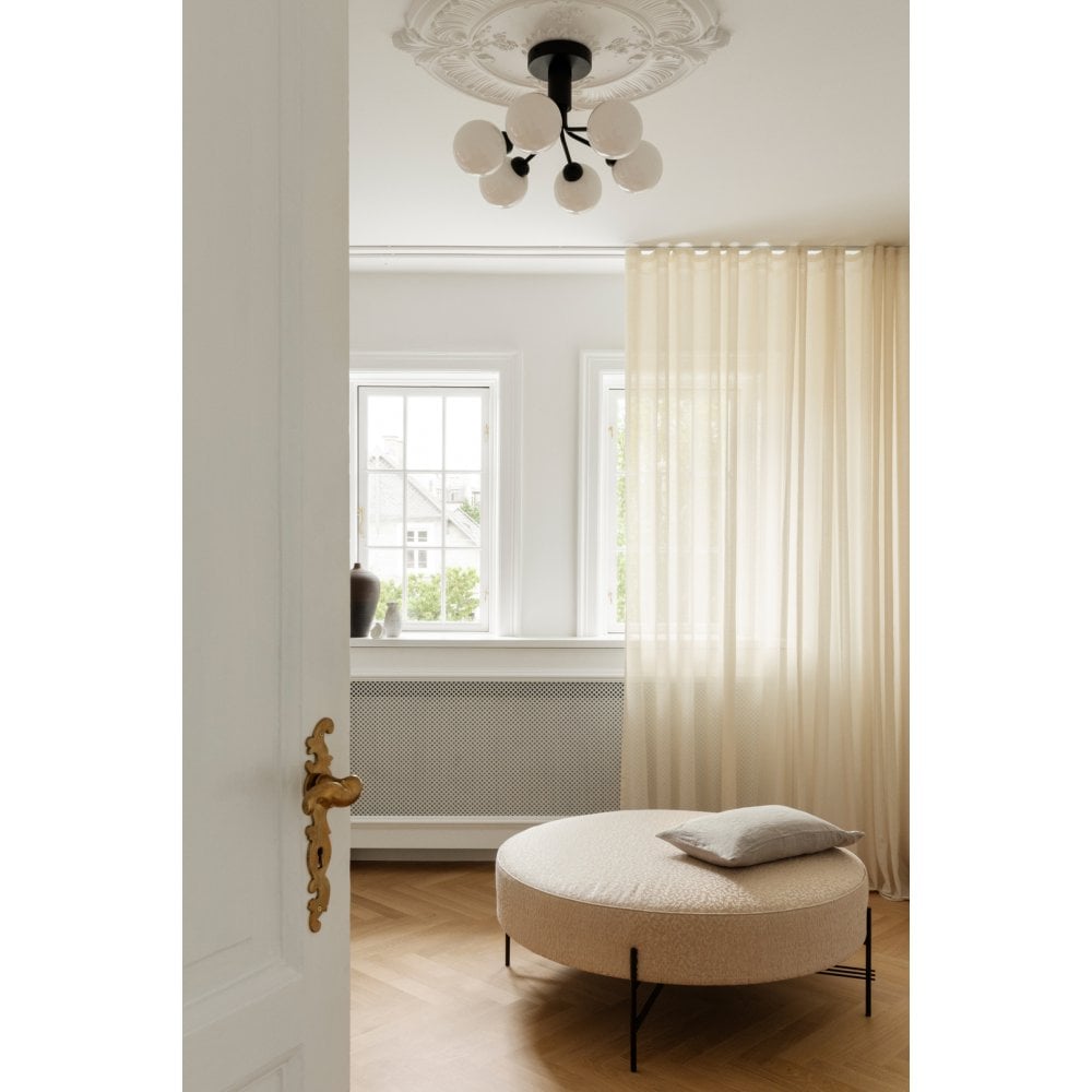 Nuura Apiales 6 Light Ceiling Light - Satin Black & Opal Glass