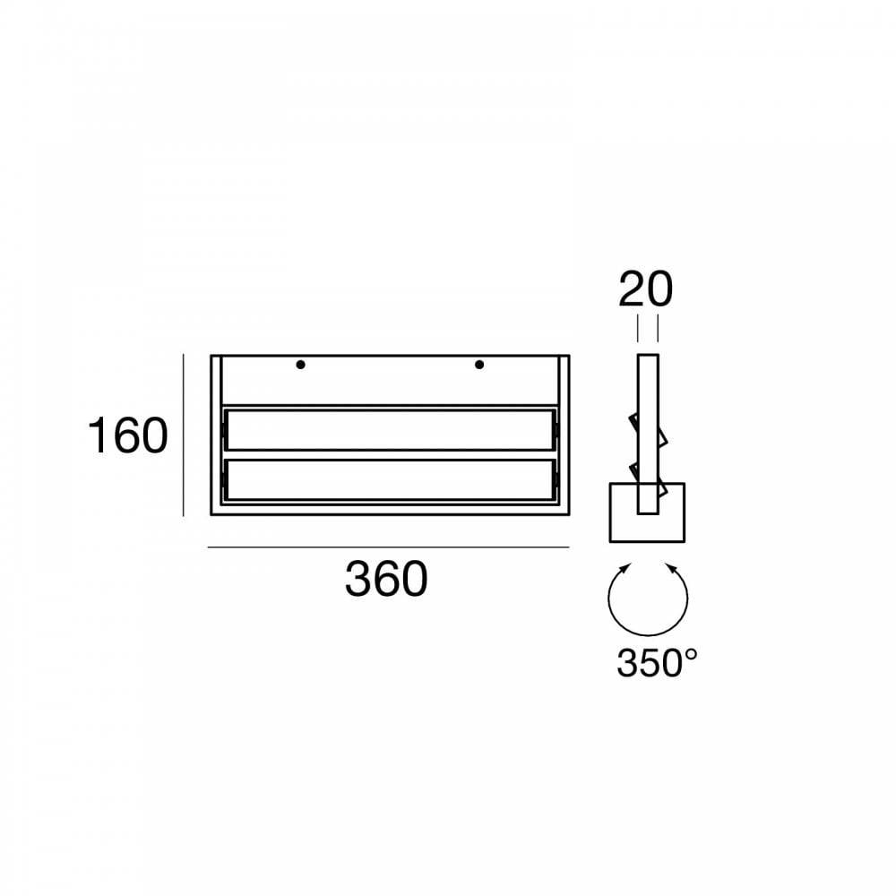 Stilnovo Tablet 36cm Medium Double Wall Light - Black