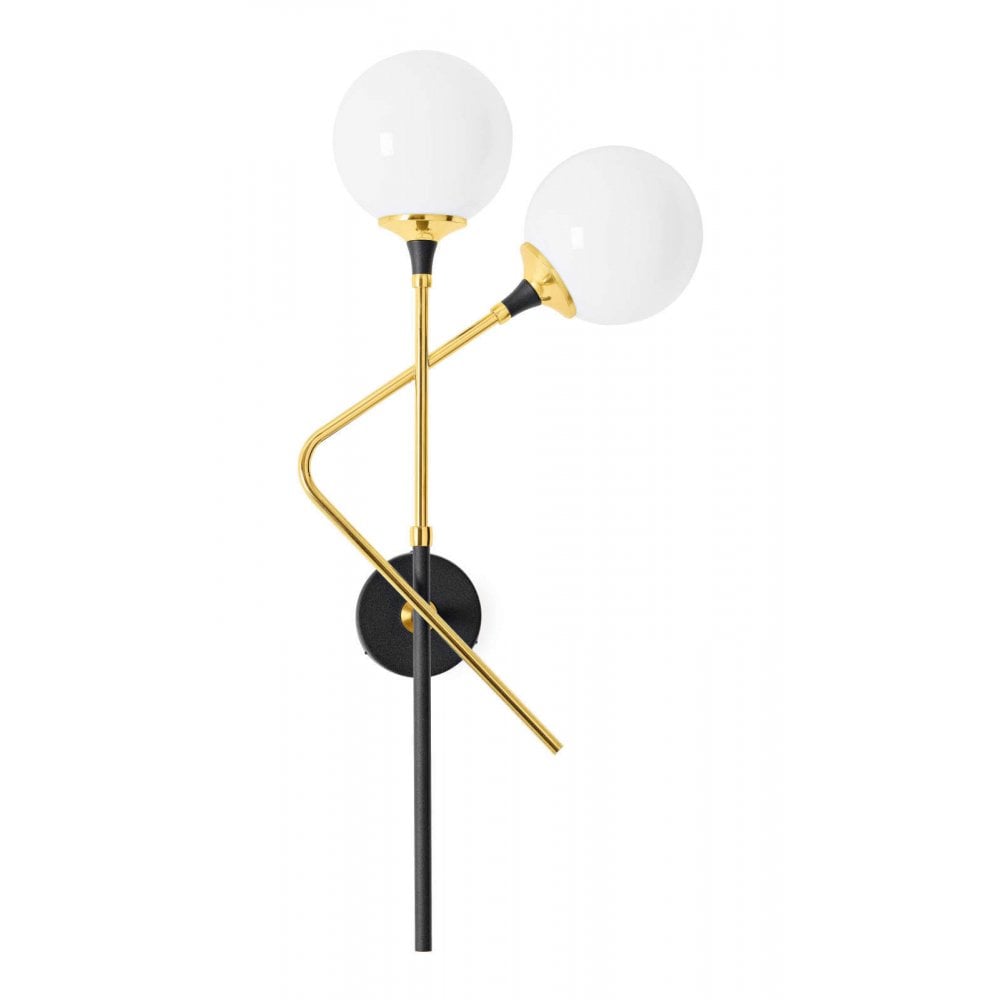 Stilnovo Galassia 2 Light Wall Light - Right - Gold & White Glass